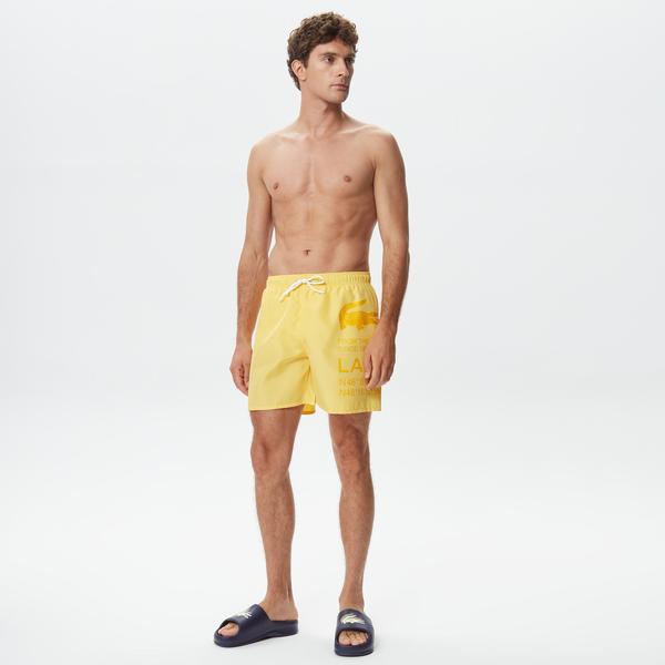 Erkek Baskılı Sarı Mayo Şort