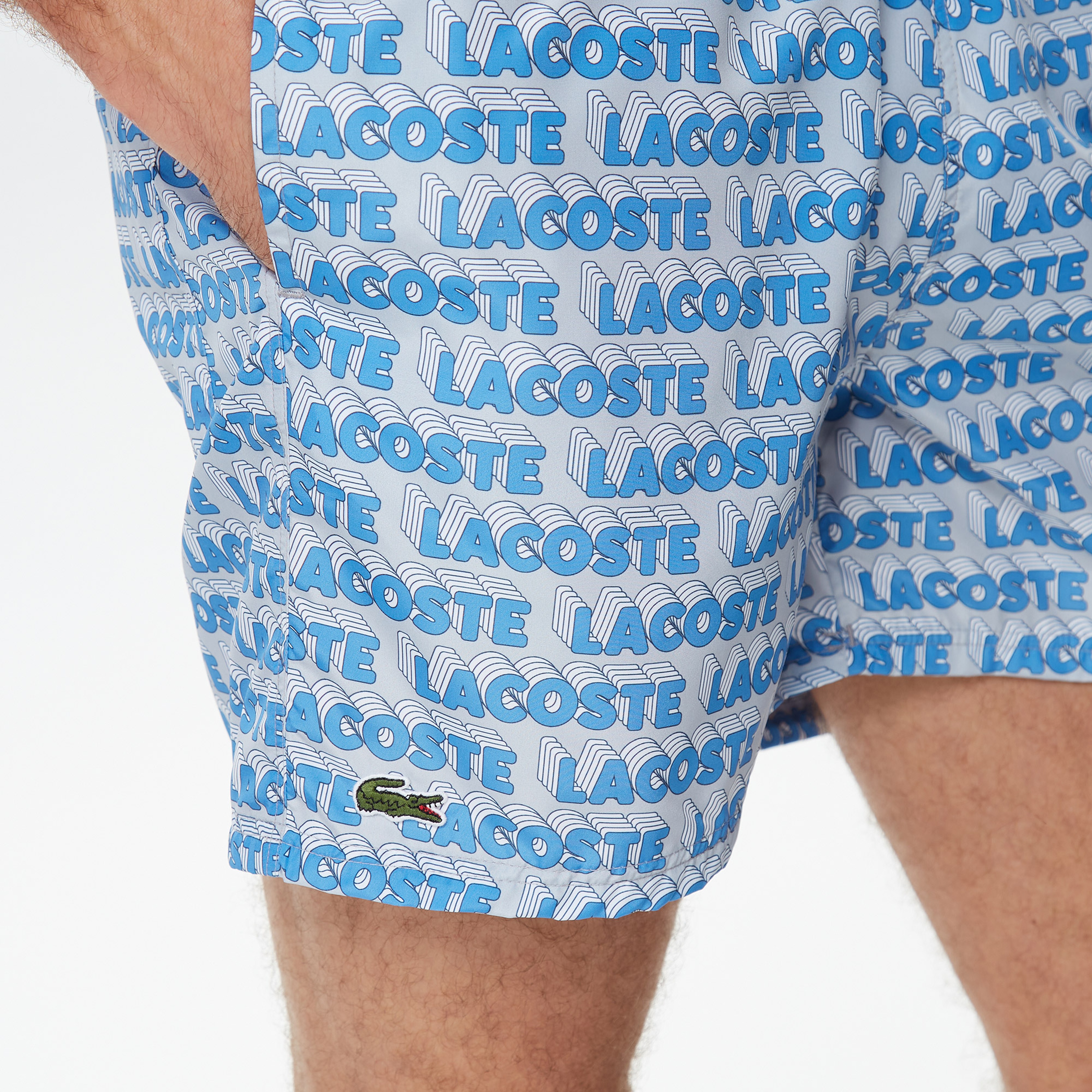 Erkek Regular Fit Baskılı Mavi Mayo Şort