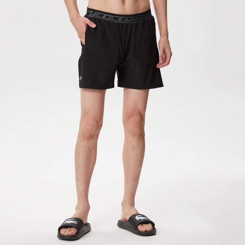 Erkek Regular Fit Baskılı Siyah Mayo Şort