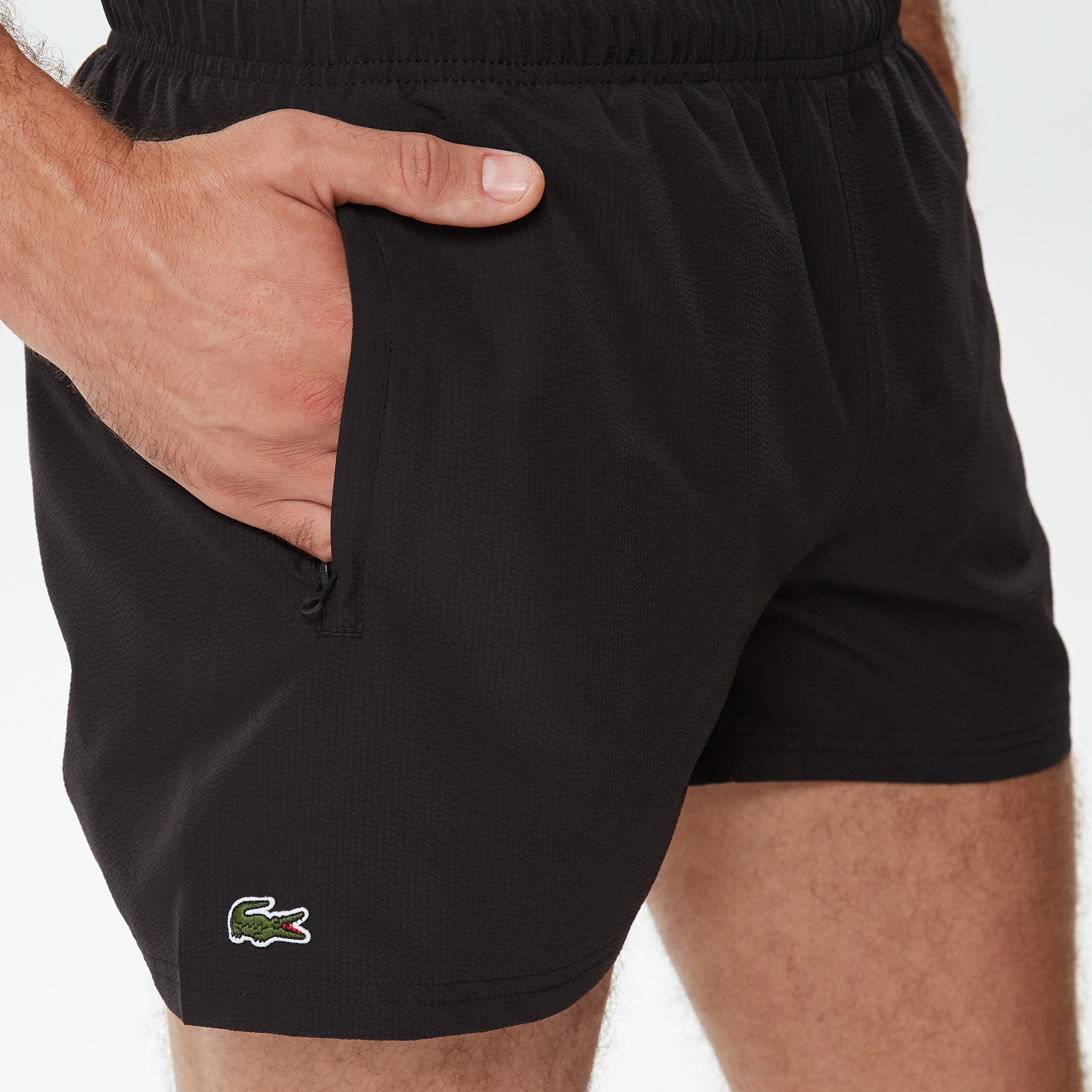 Erkek Regular Fit Çizgili Siyah Mayo Şort