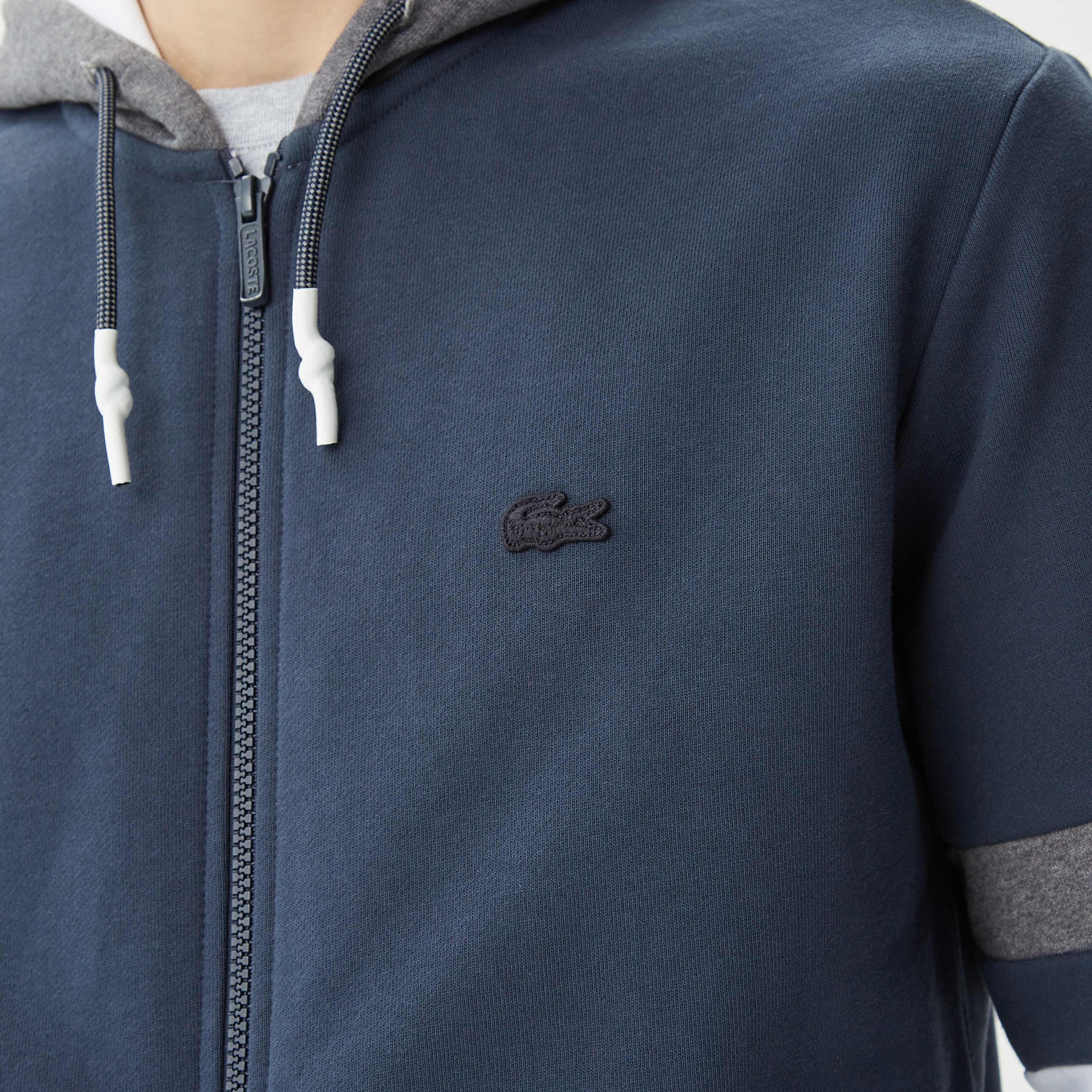 Erkek Regular Fit Kapüşonlu Renk Bloklu Lacivert Sweatshirt