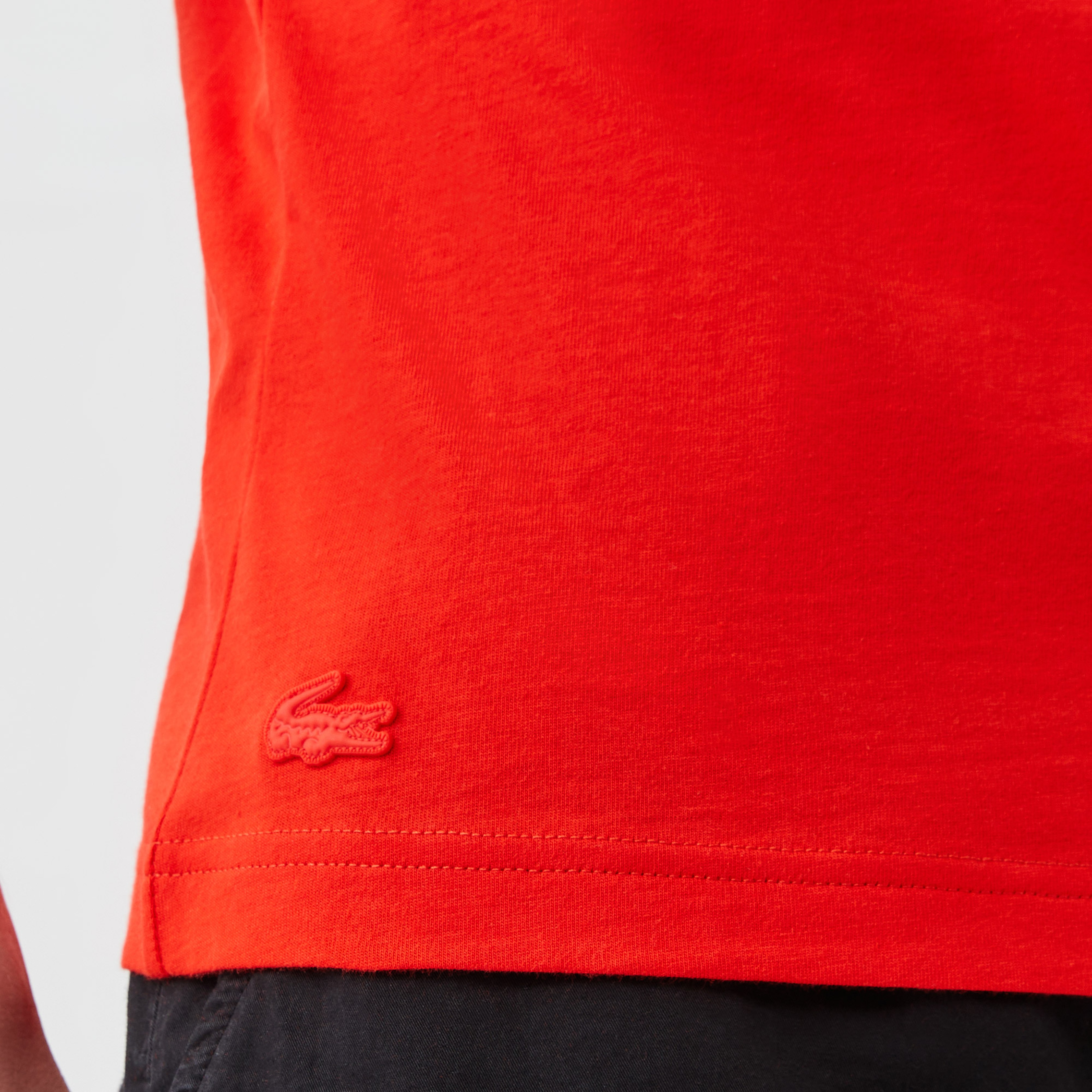 Lacoste Erkek Regular Fit Bisiklet Yaka Baskılı Kırmızı T-Shirt