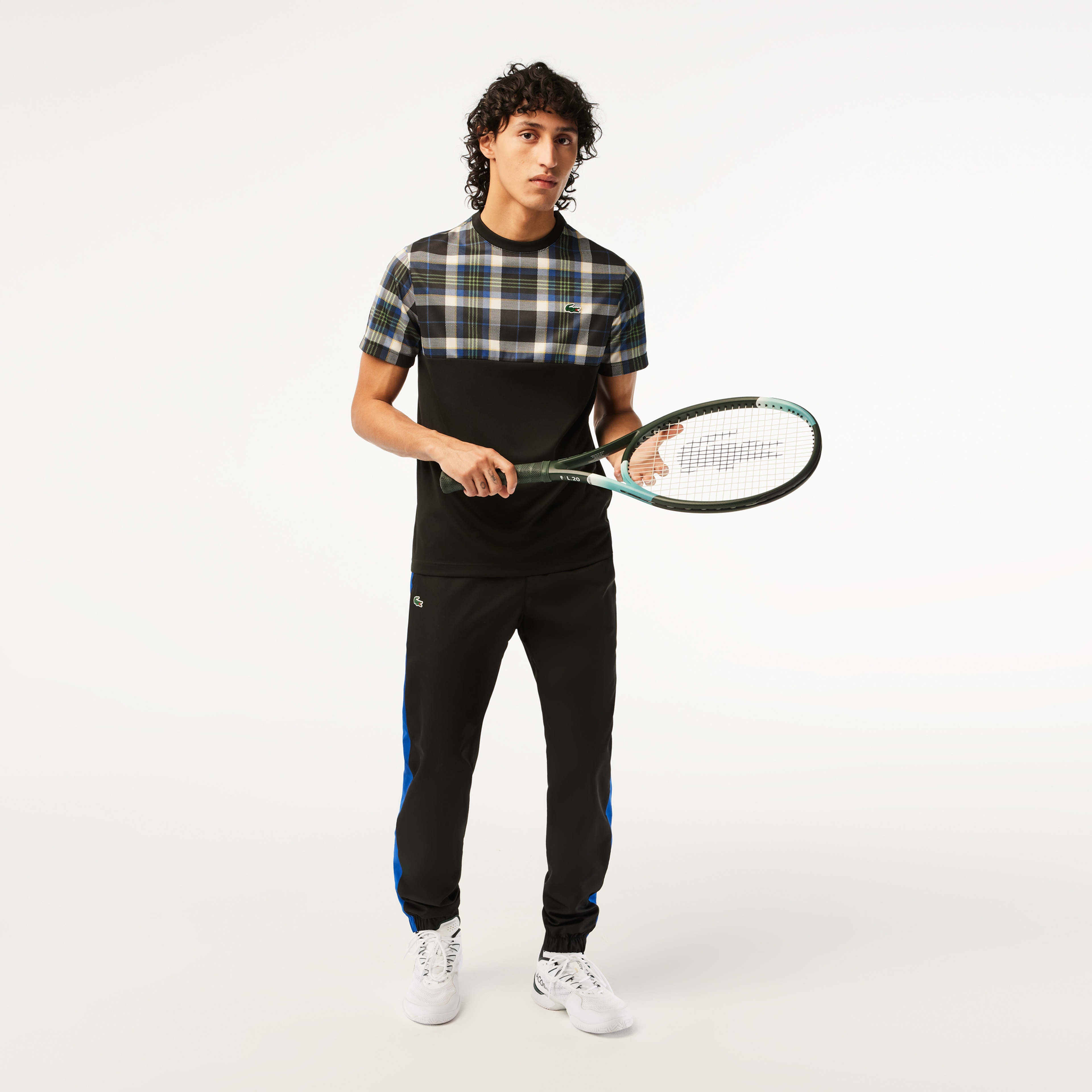Lacoste SPORT Erkek Regular Fit Bisiklet Yaka Renk Bloklu Siyah T-Shirt
