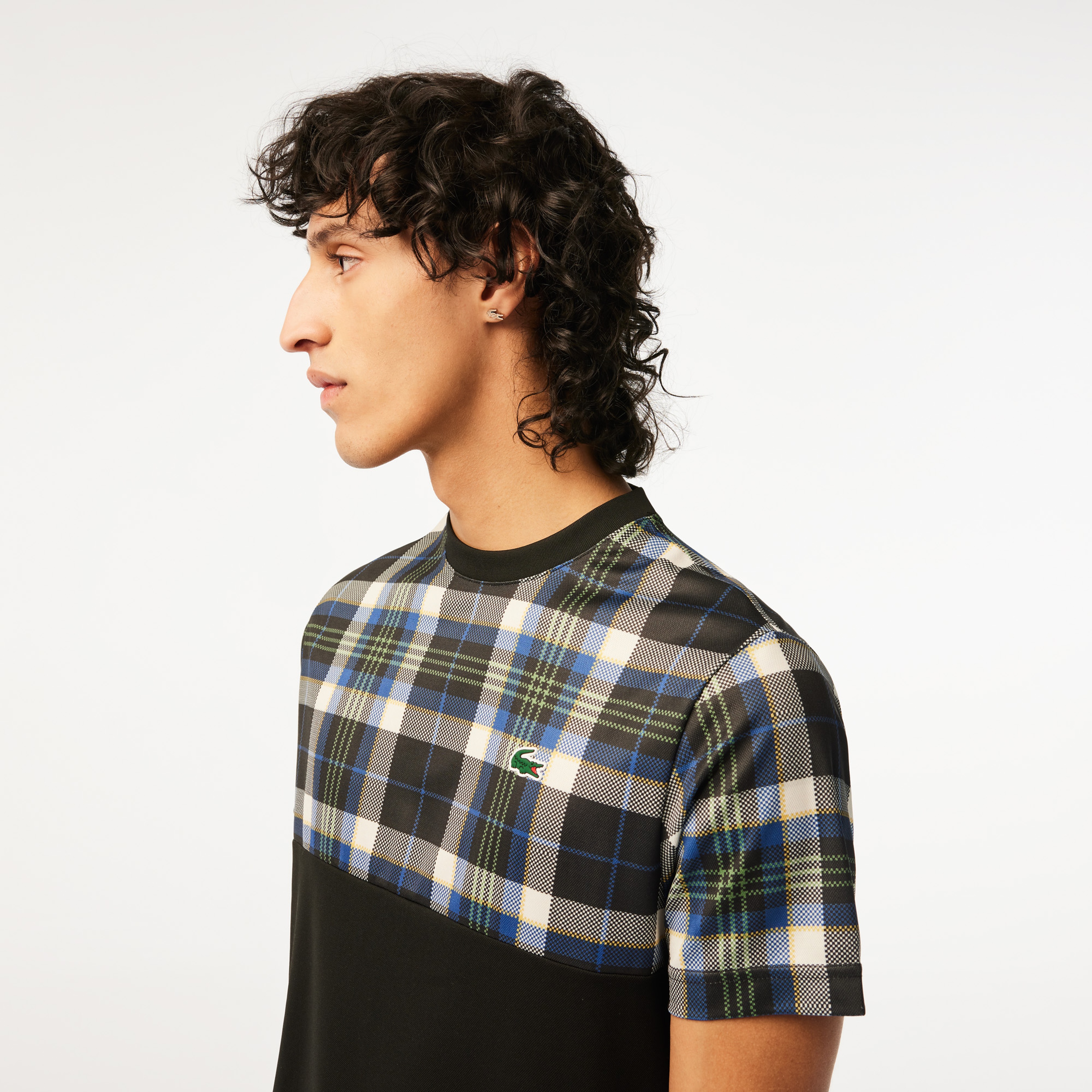 Lacoste SPORT Erkek Regular Fit Bisiklet Yaka Renk Bloklu Siyah T-Shirt