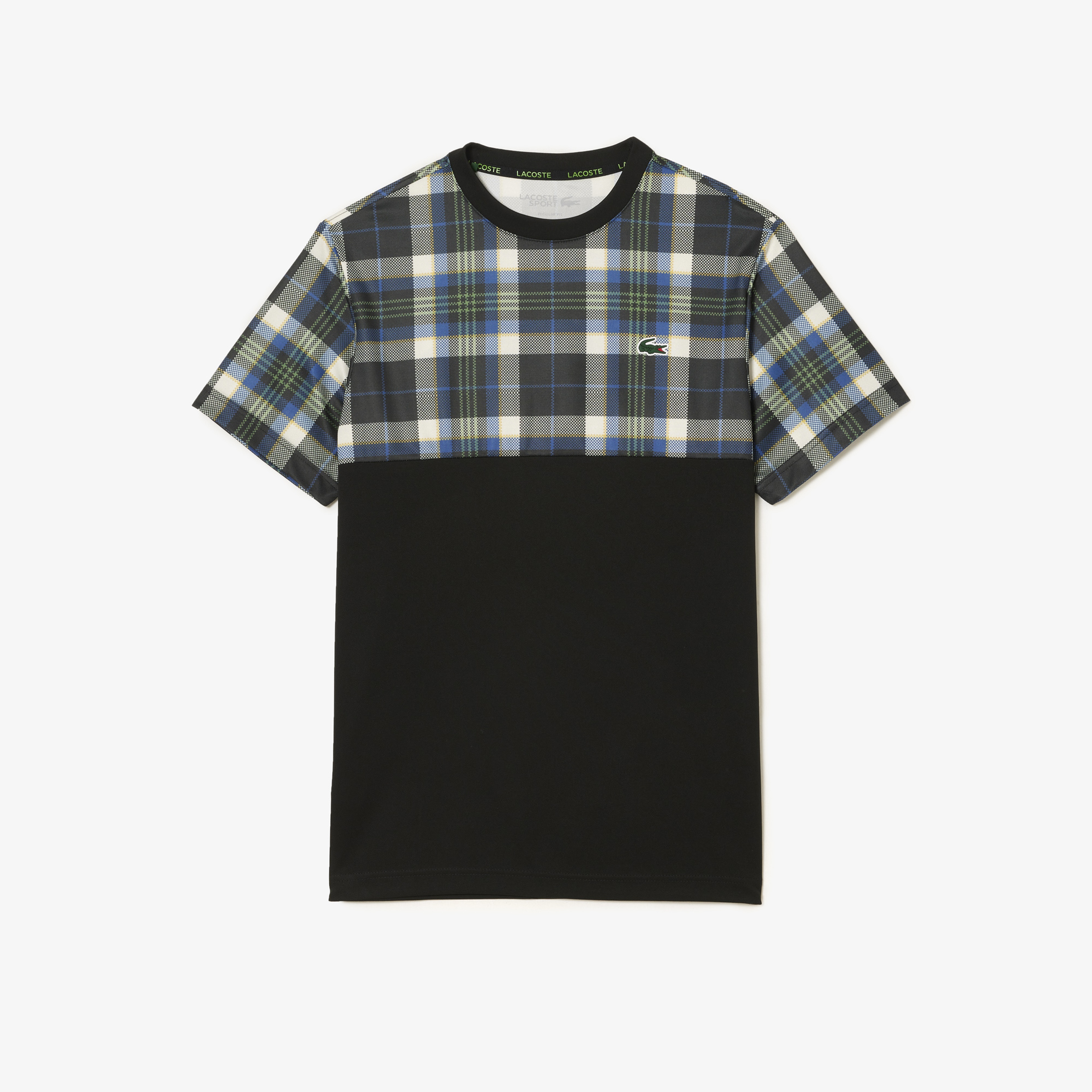 Lacoste SPORT Erkek Regular Fit Bisiklet Yaka Renk Bloklu Siyah T-Shirt
