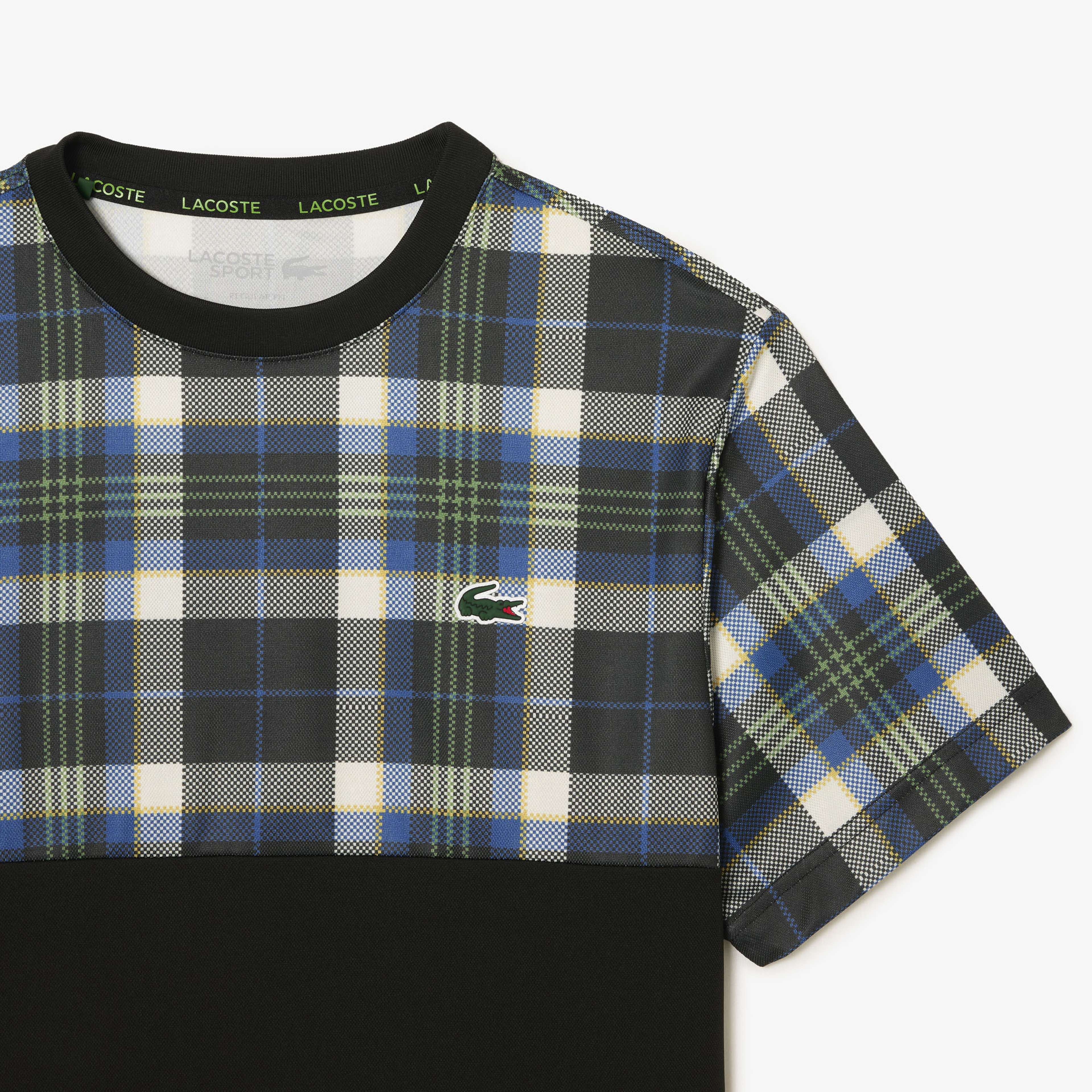 Lacoste SPORT Erkek Regular Fit Bisiklet Yaka Renk Bloklu Siyah T-Shirt