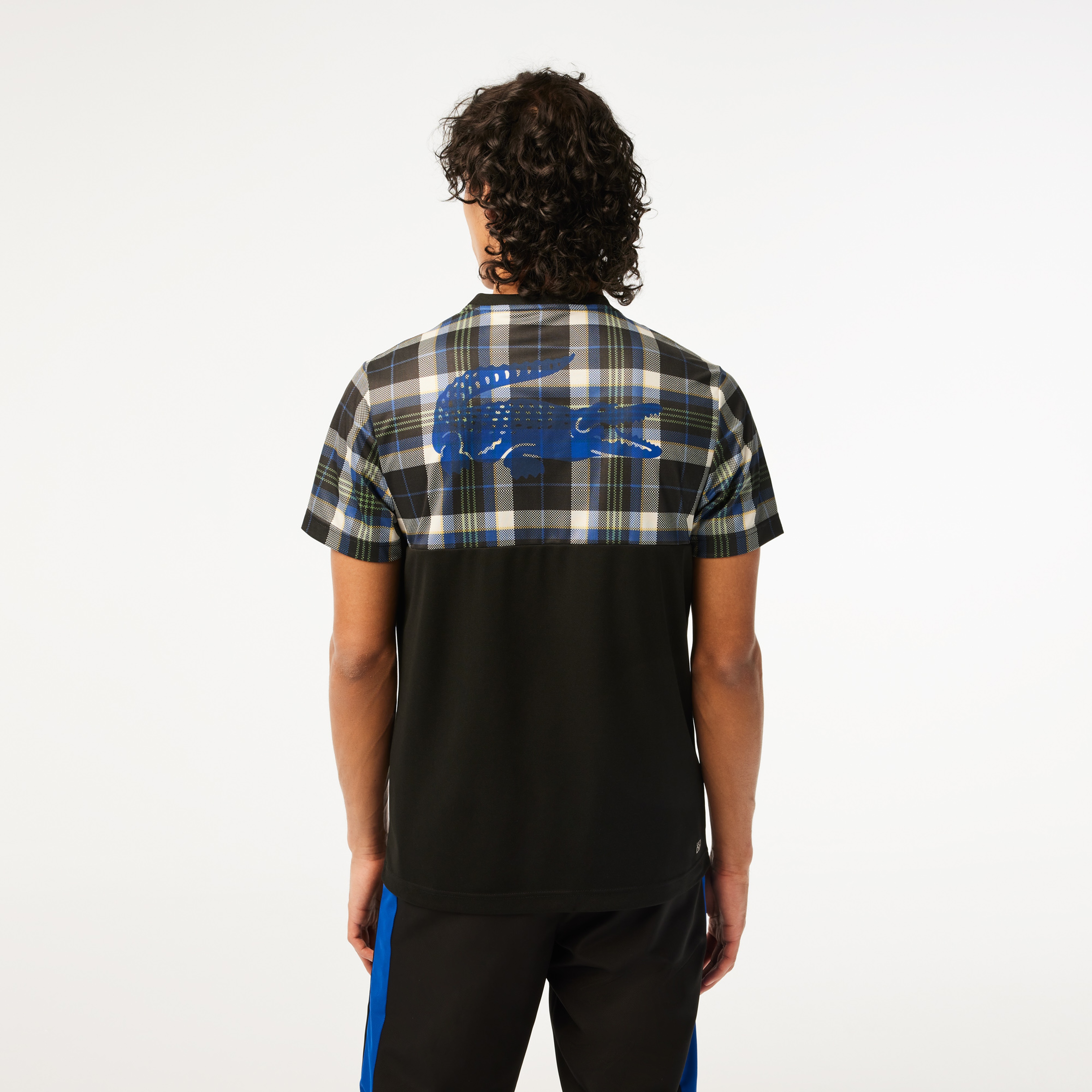 Lacoste SPORT Erkek Regular Fit Bisiklet Yaka Renk Bloklu Siyah T-Shirt