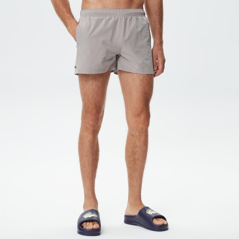 Erkek Regular Fit Çizgili Gri Mayo Şort