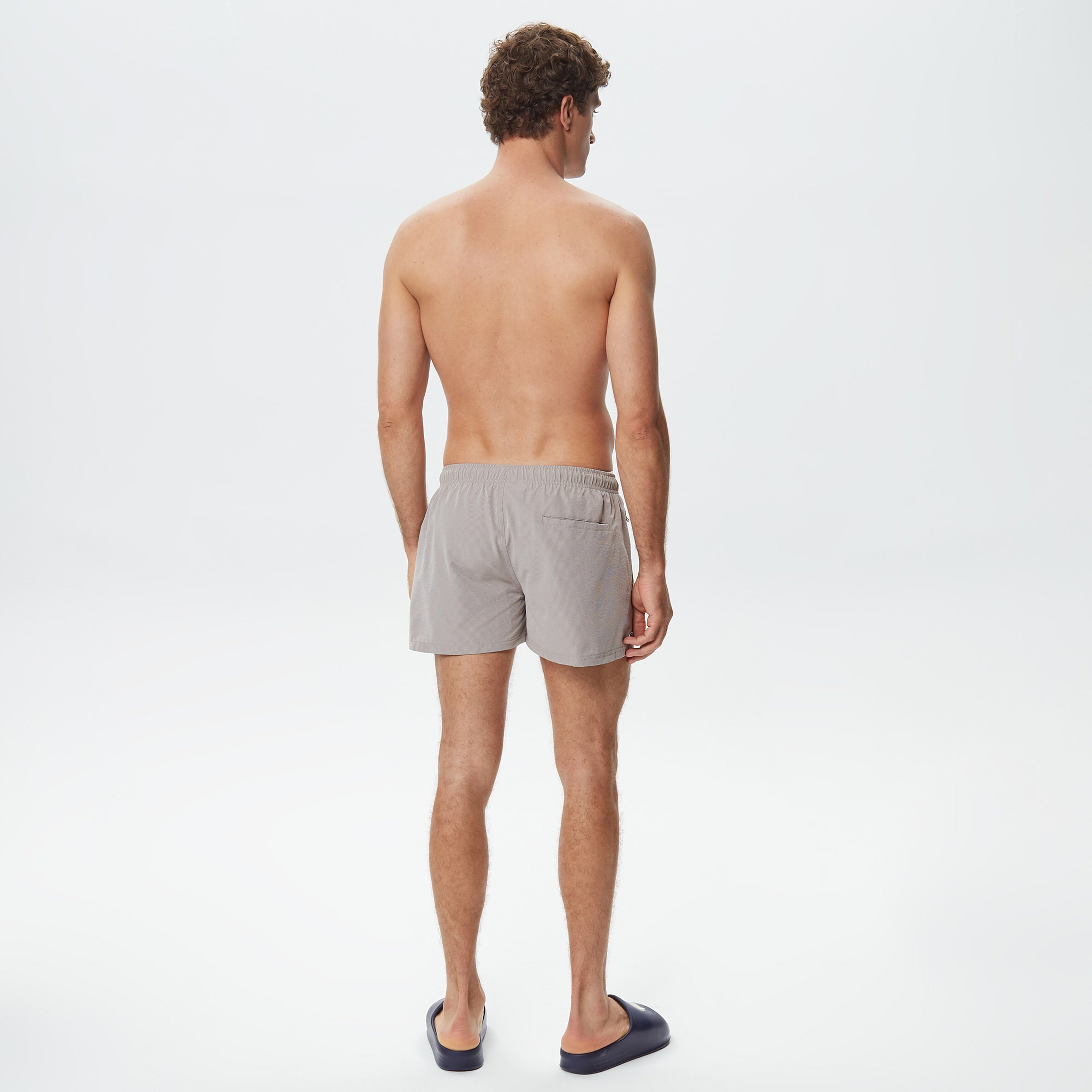 Erkek Regular Fit Çizgili Gri Mayo Şort