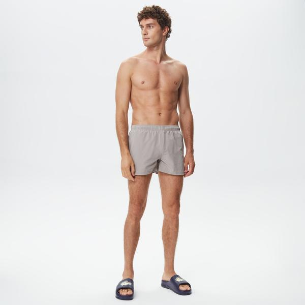 Erkek Regular Fit Çizgili Gri Mayo Şort