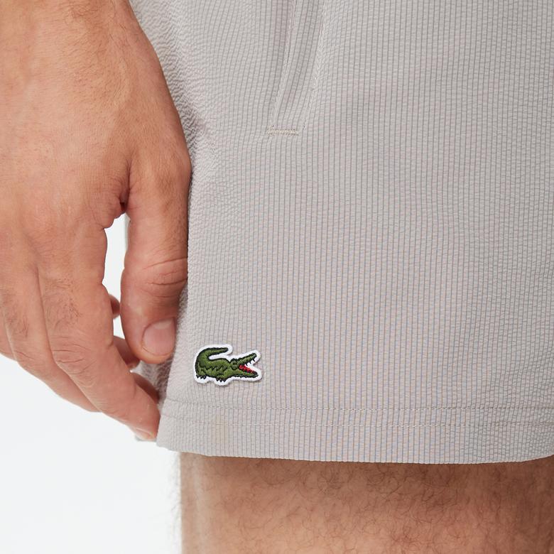 Erkek Regular Fit Çizgili Gri Mayo Şort