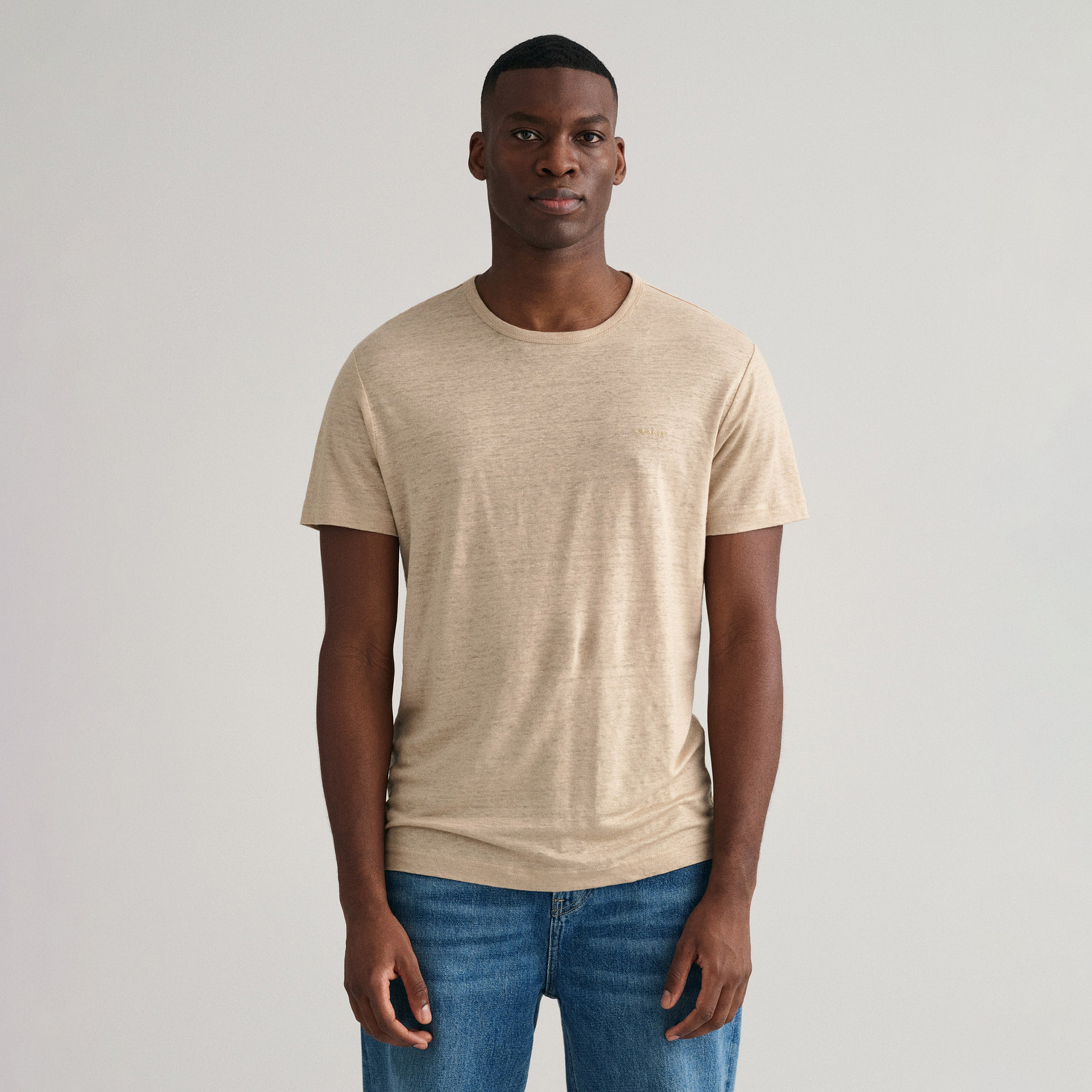GANT Erkek Bej Regular Fit Bisiklet Yaka T-shirt