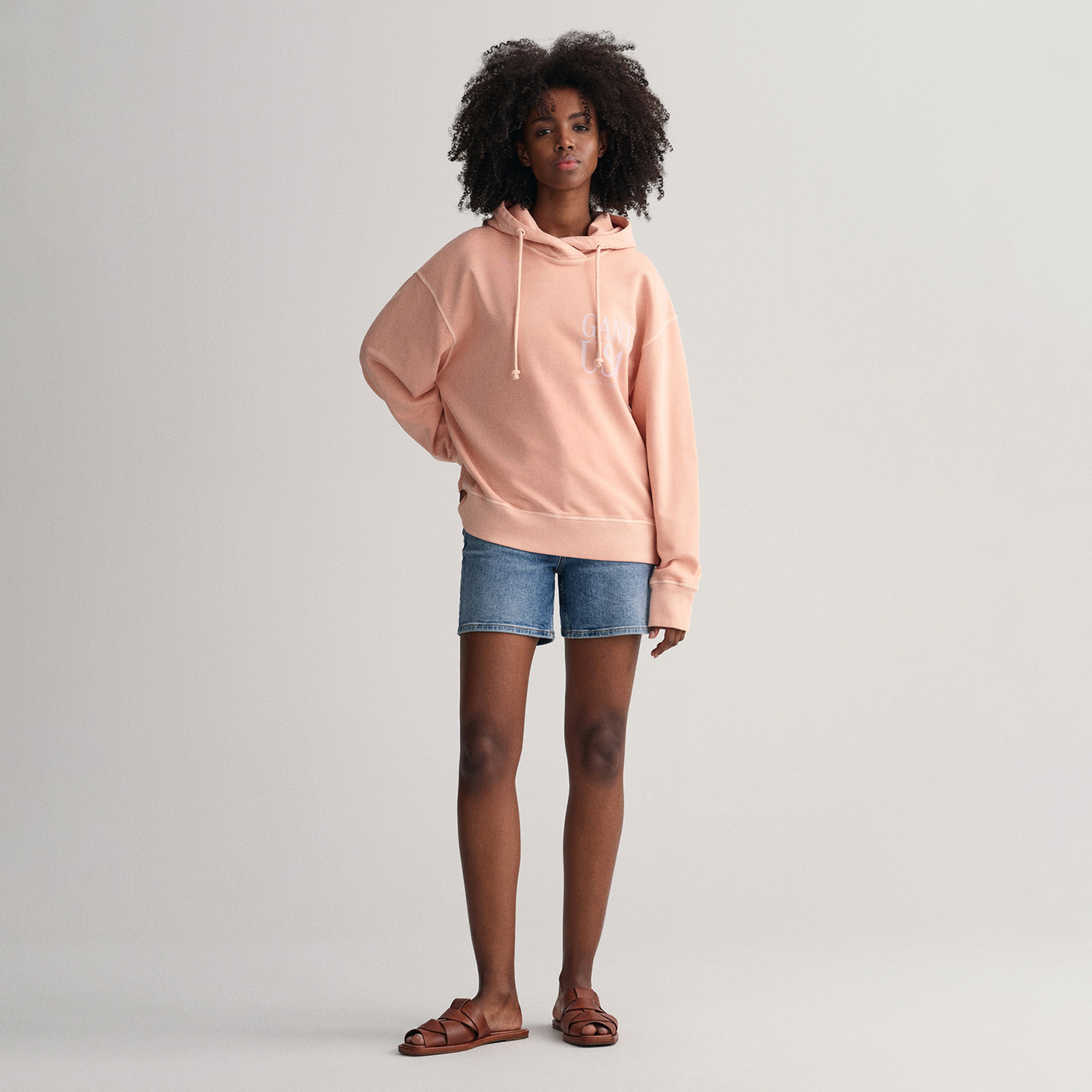 GANT Kadın Turuncu Relaxed Fit Kapüşonlu Logolu Sweatshirt
