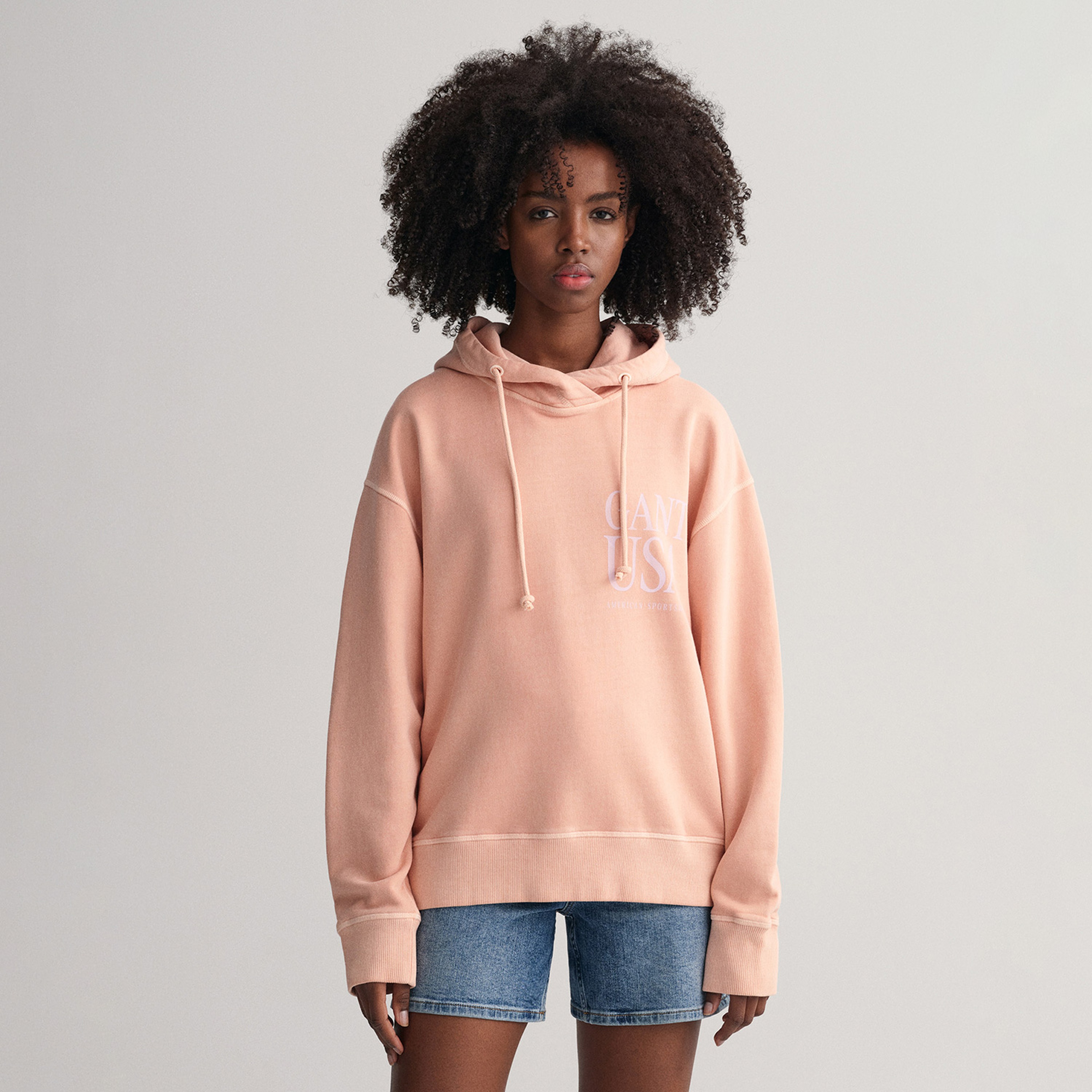 GANT Kadın Turuncu Relaxed Fit Kapüşonlu Logolu Sweatshirt