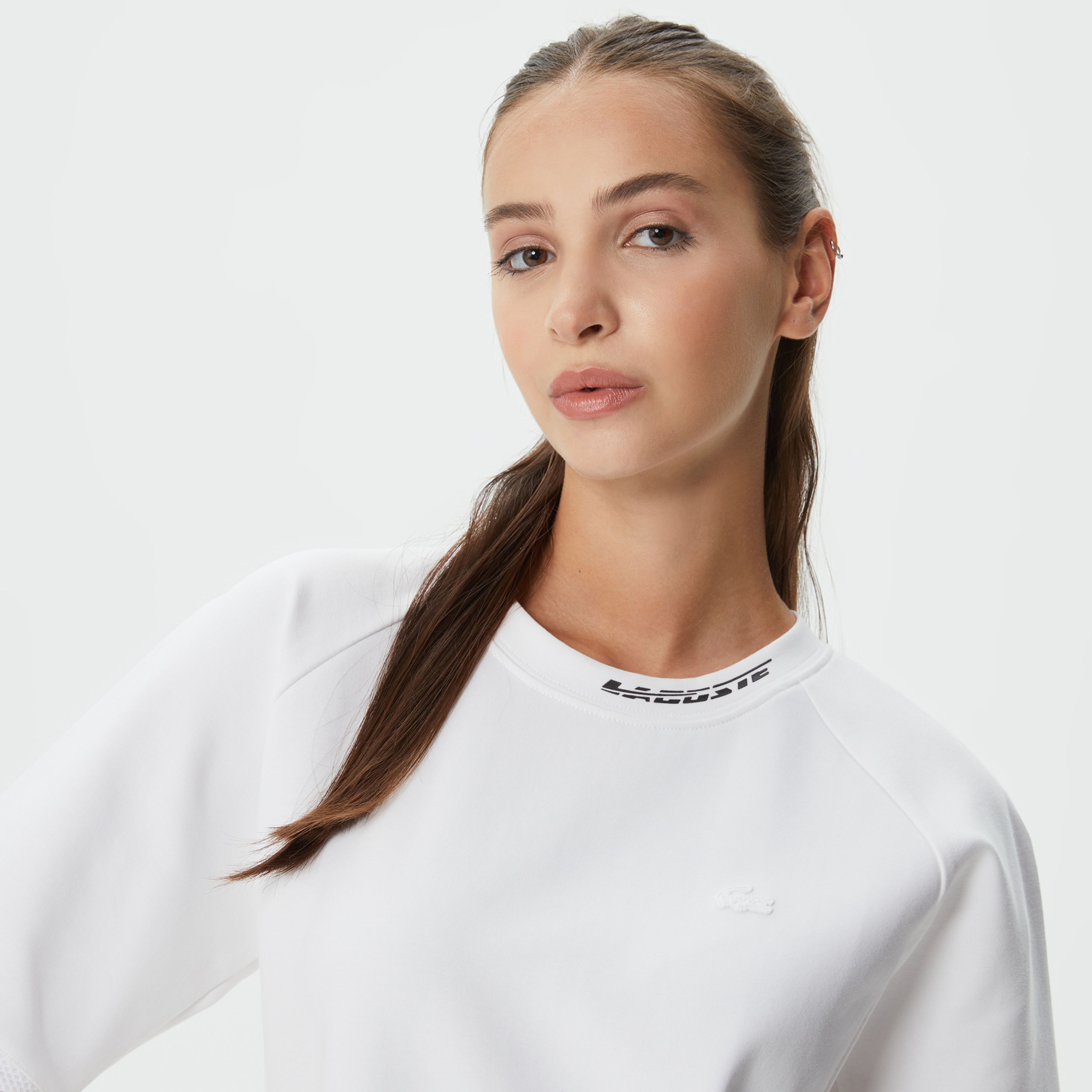 Kadın Kısa Kollu Bisiklet Yaka Beyaz Elbise