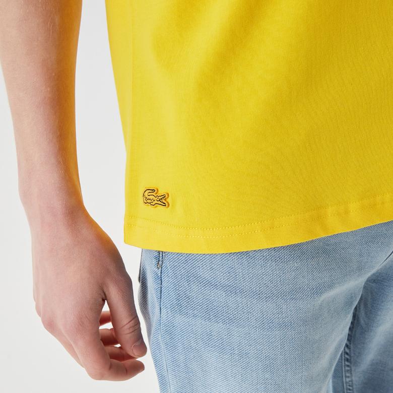Active Erkek Relaxed Fit Bisiklet Yaka Baskılı Sarı T-Shirt