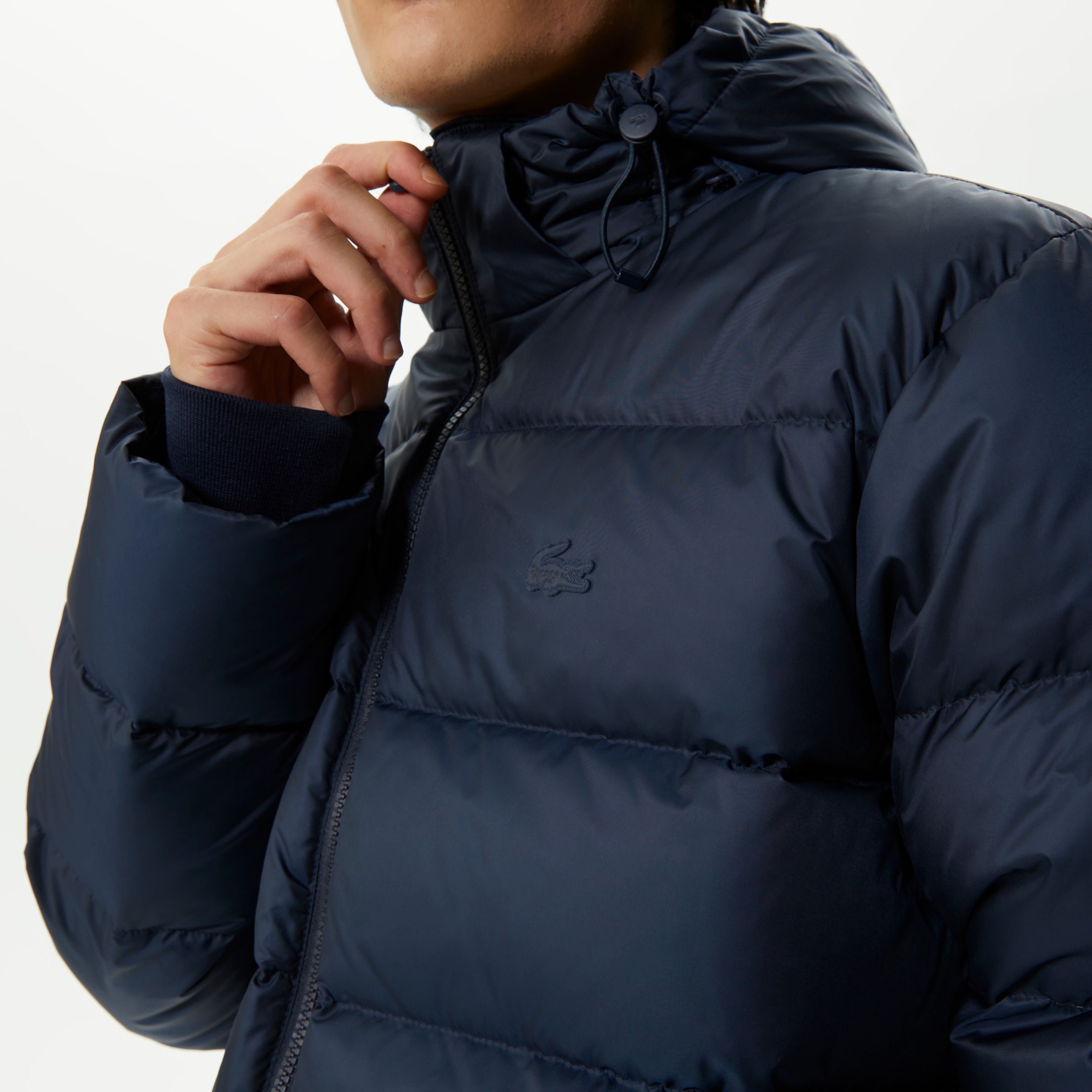 Lacoste Kapitone Erkek Lacivert Kapüşonlu Mont