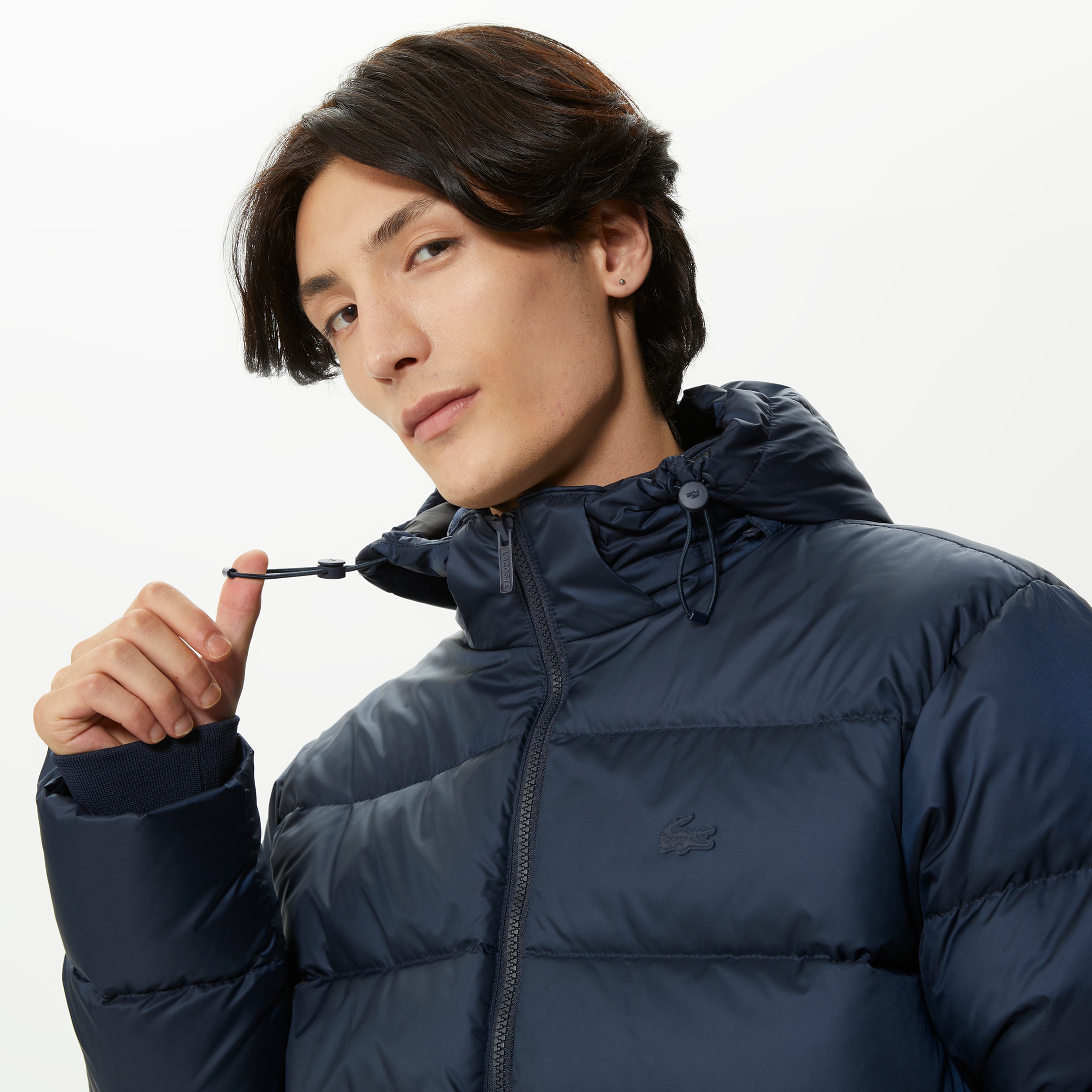 Lacoste Kapitone Erkek Lacivert Kapüşonlu Mont