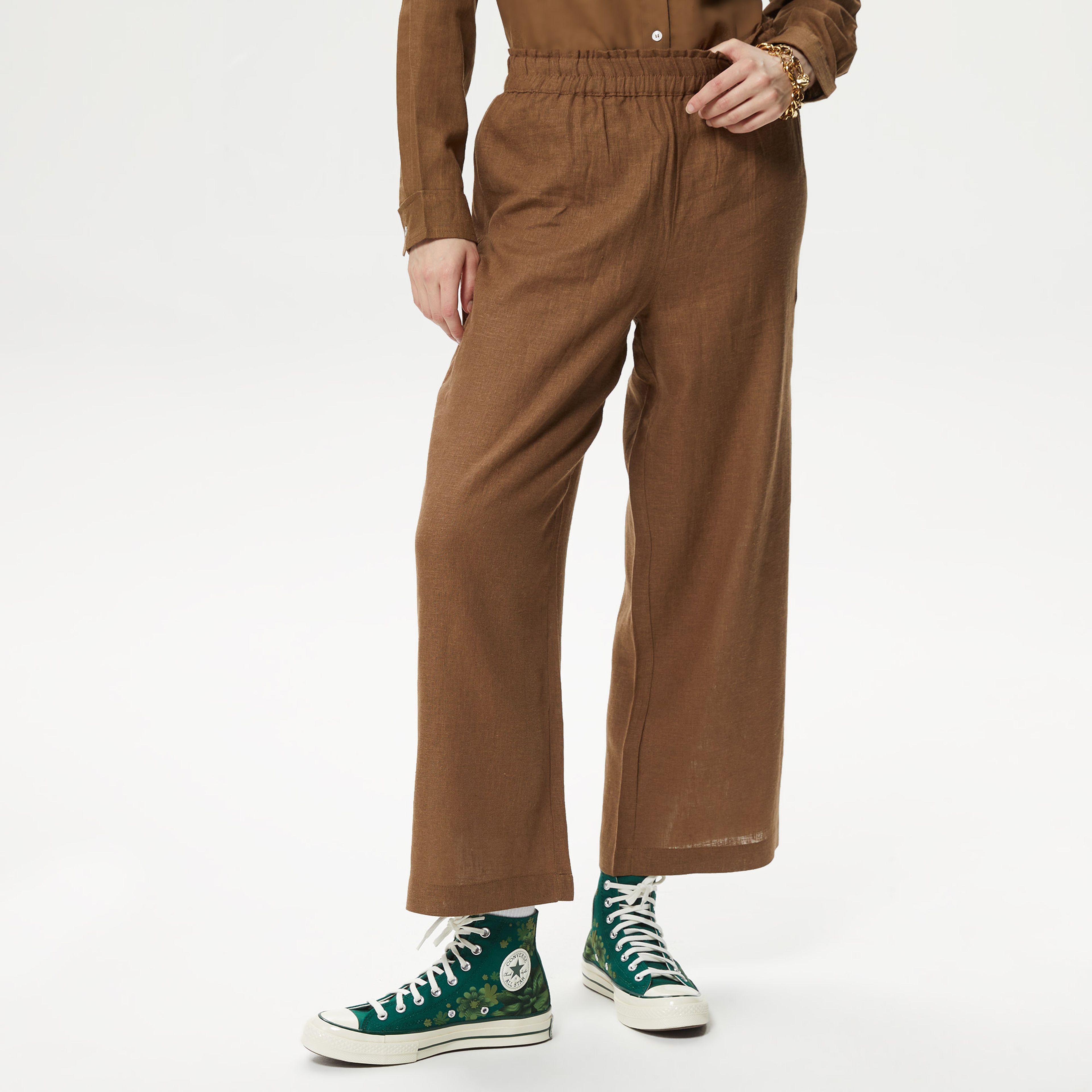 Only Onltokyo Linen Blend Kadın Kahverengi Pantolon