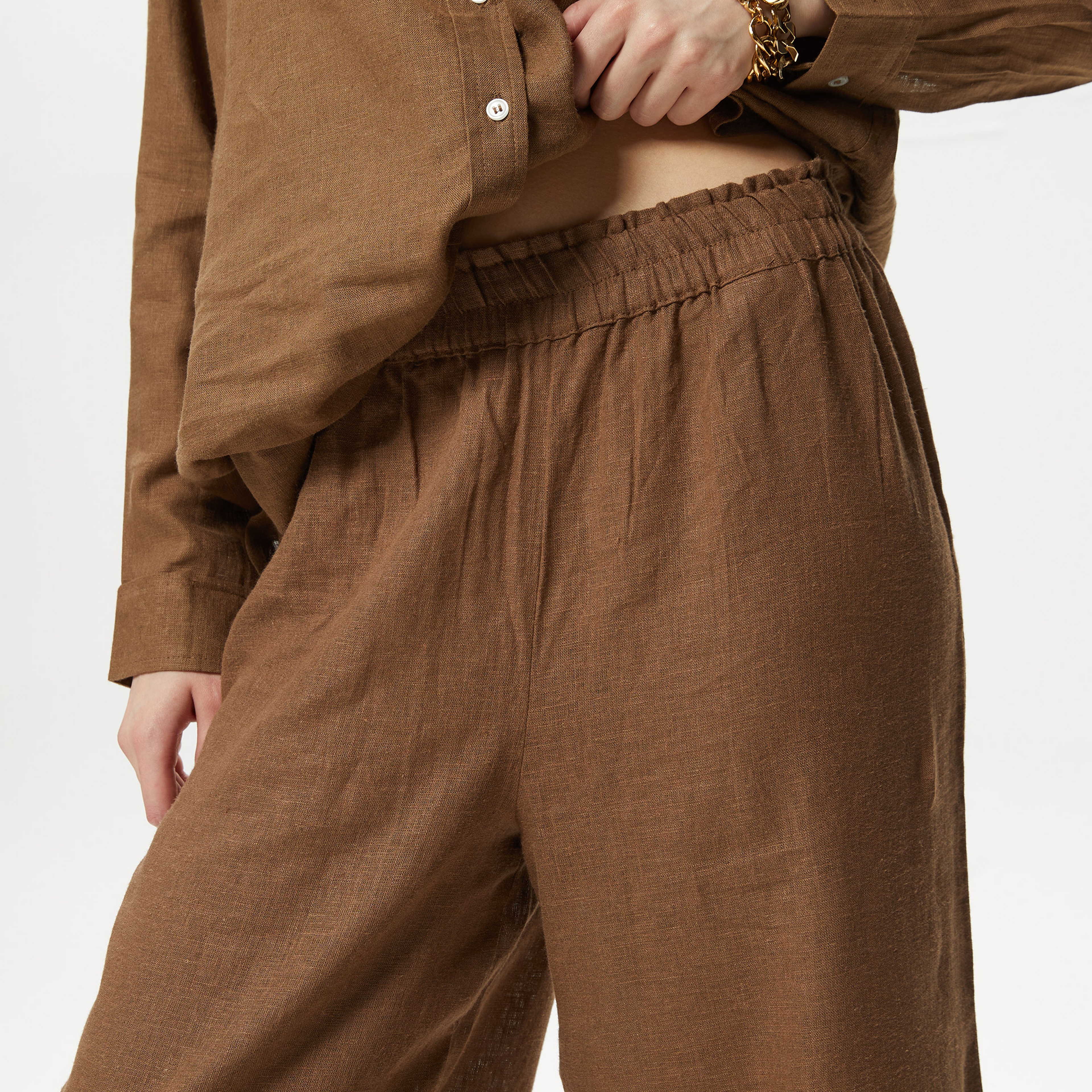 Only Onltokyo Linen Blend Kadın Kahverengi Pantolon