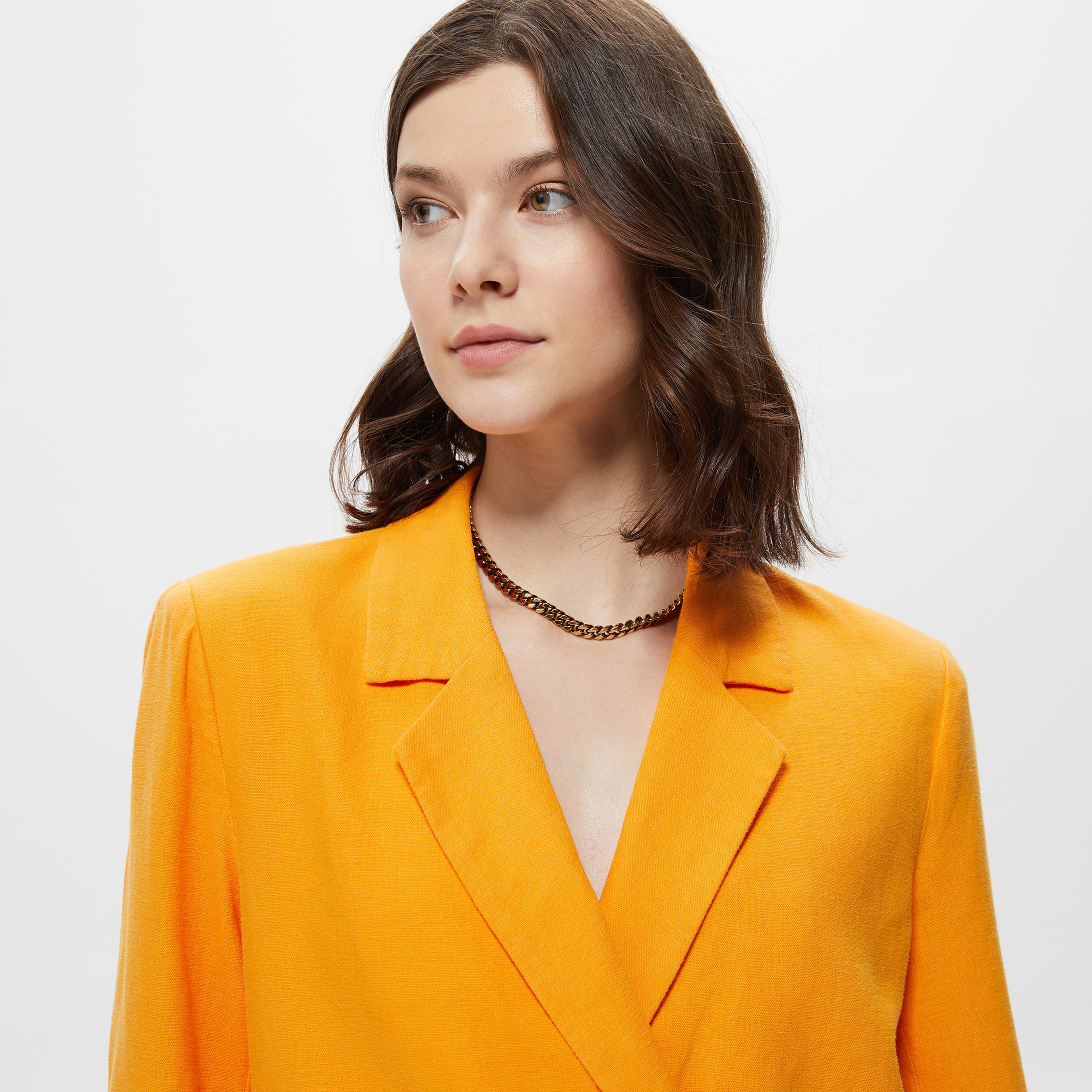 Only Onlludo Linen Blazer Otw Kadın Turuncu Ceket
