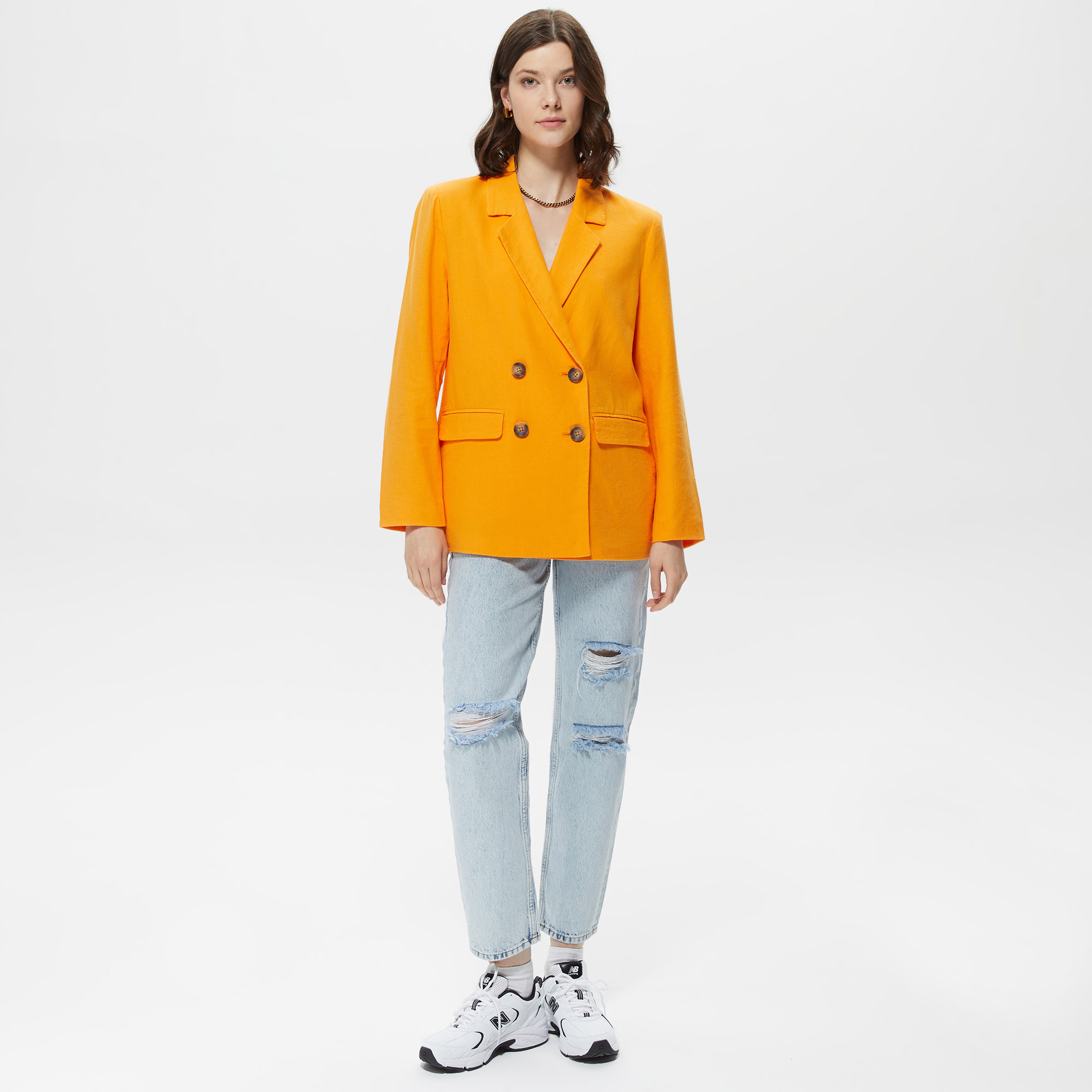 Only Onlludo Linen Blazer Otw Kadın Turuncu Ceket