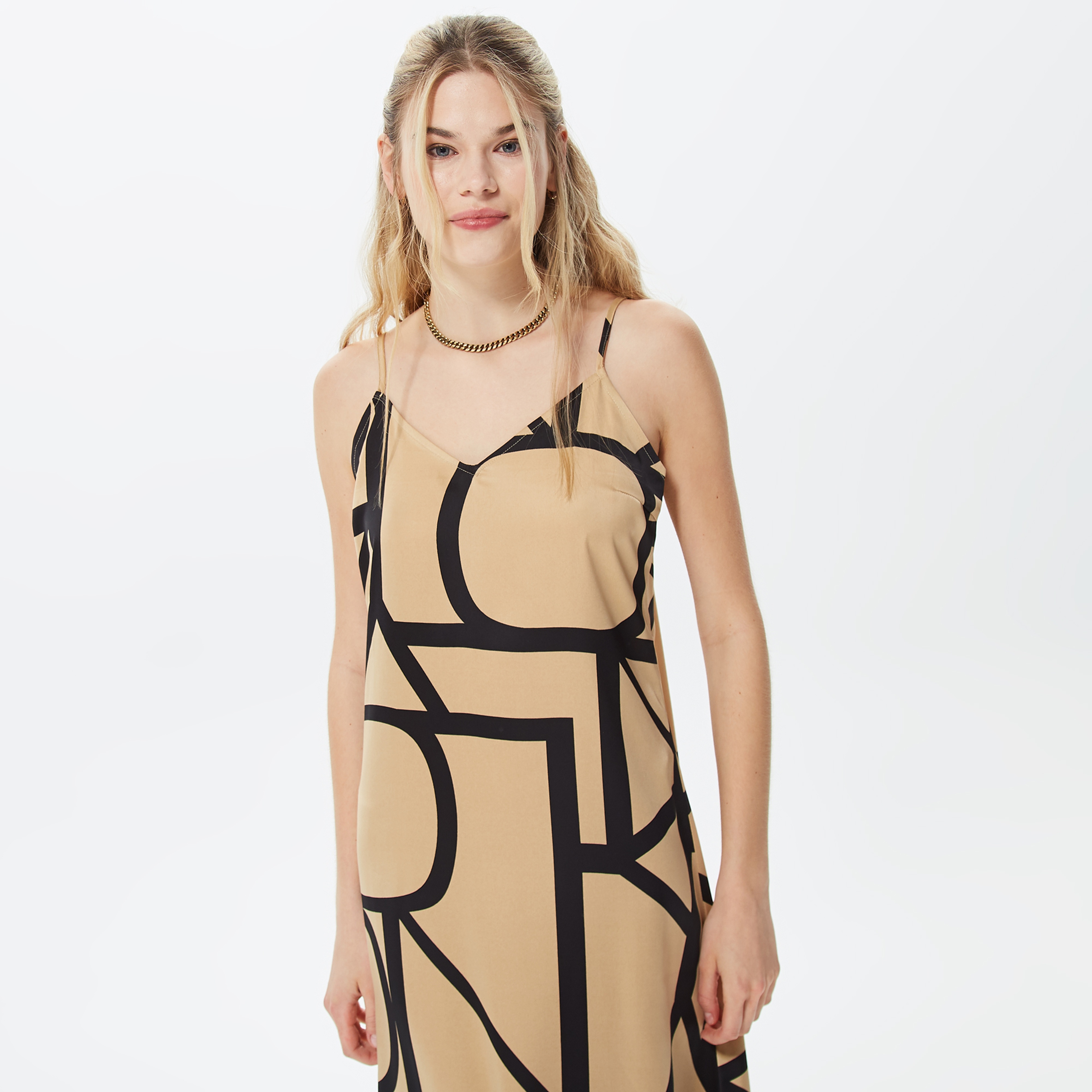 Only Onlamelia Midi Slip Kadın Bej Elbise