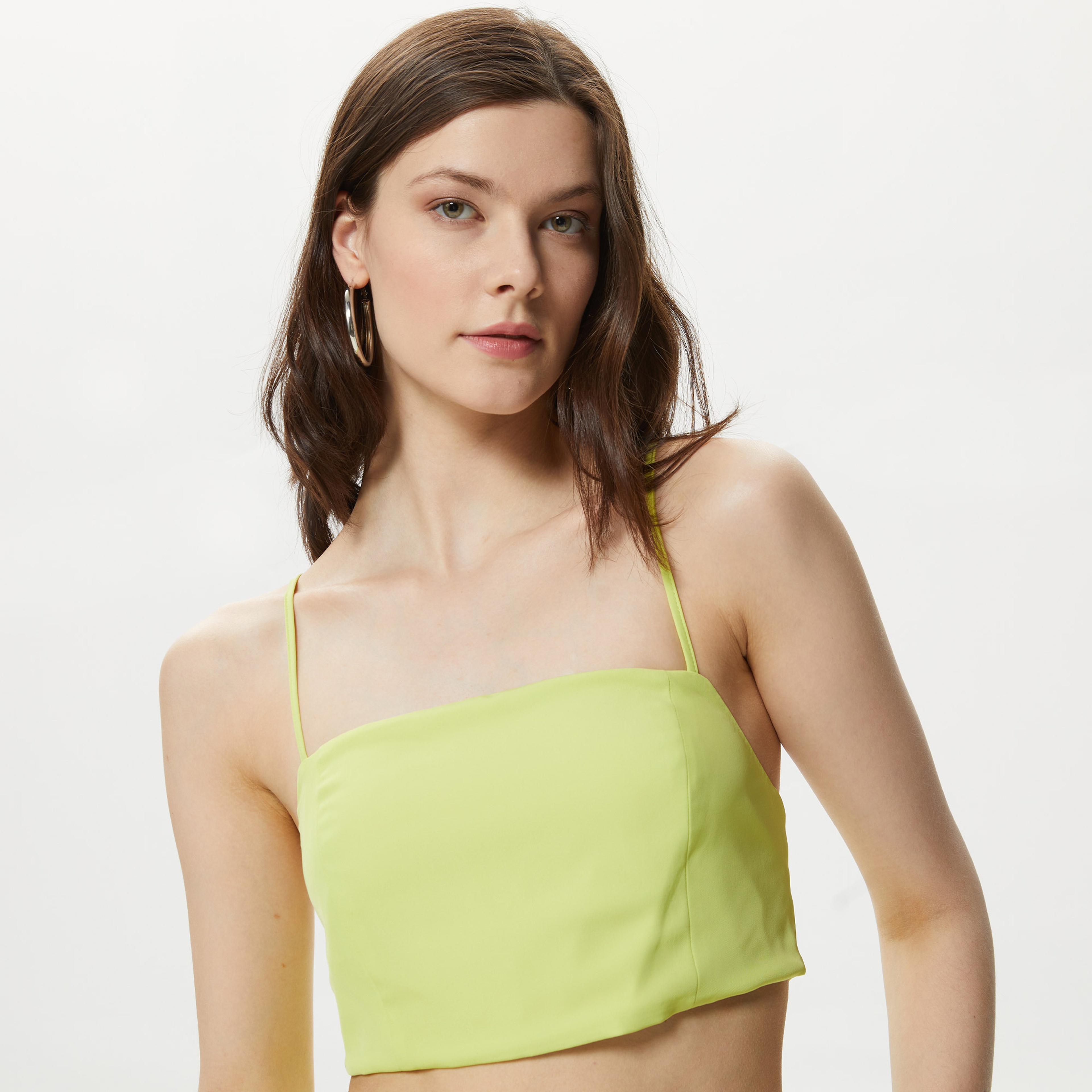 Only Onllaura Strap Tie Top Kadın Yeşil Bluz