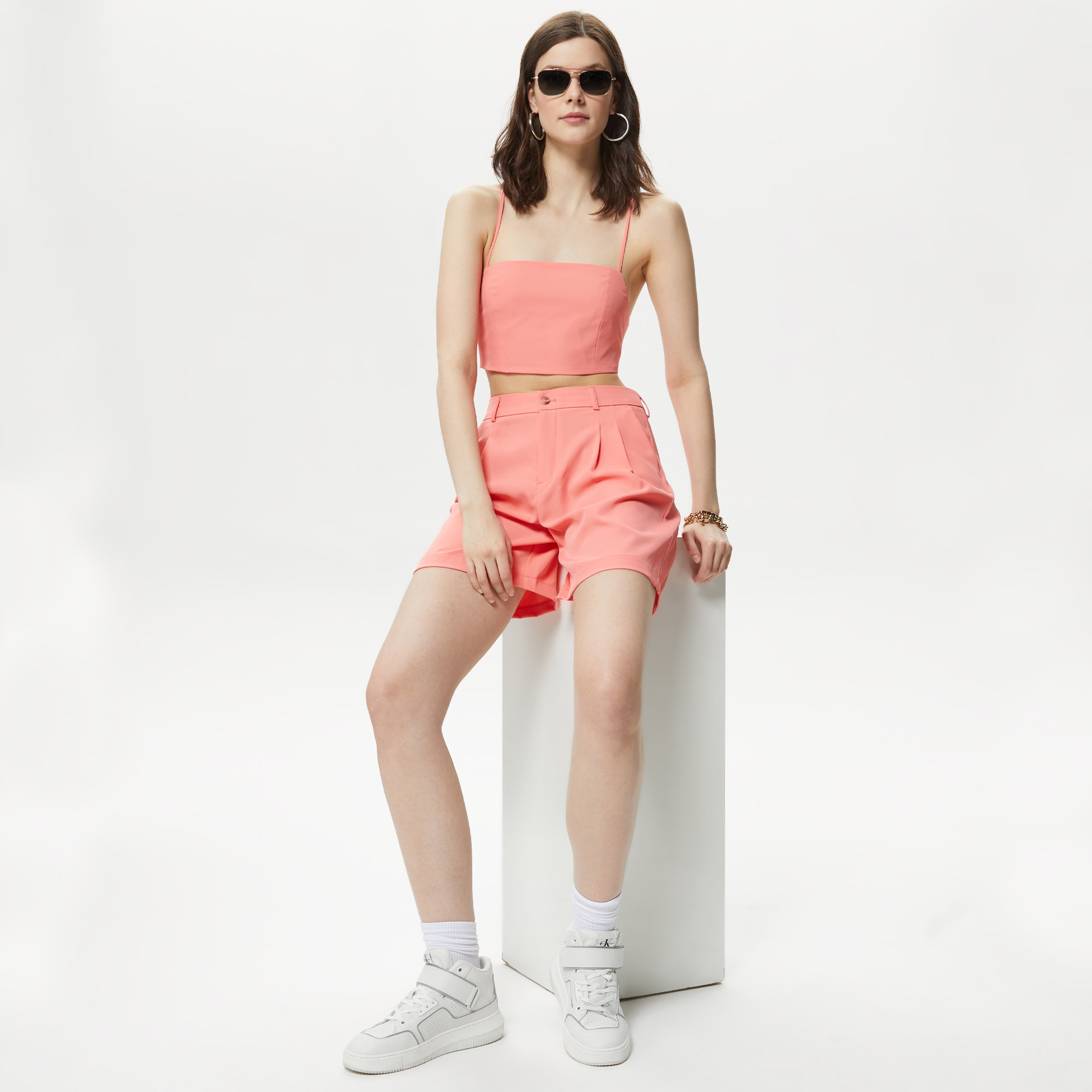 Only Onllaura Strap Tie Top Kadın Turuncu Bluz