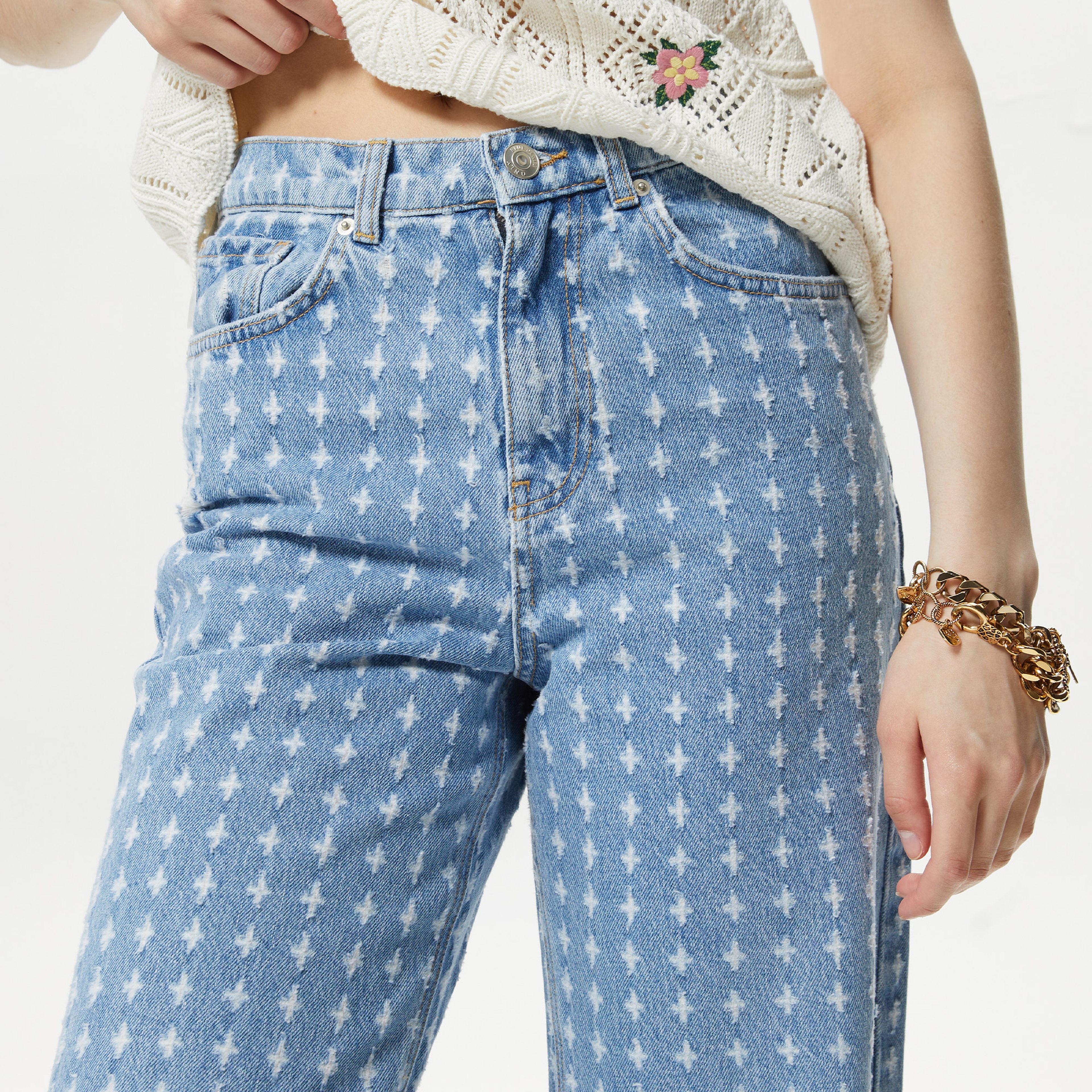 Only Onlhope Wide Cut Dot Kadın Mavi Jean