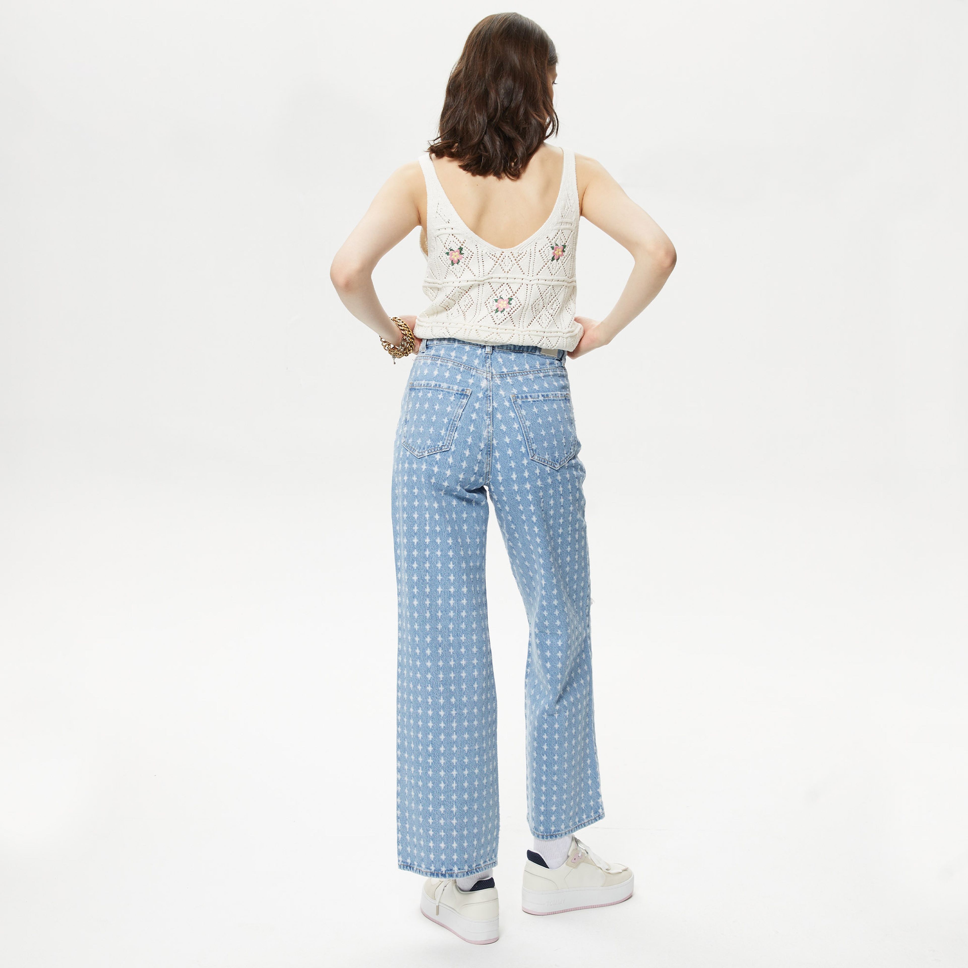 Only Onlhope Wide Cut Dot Kadın Mavi Jean