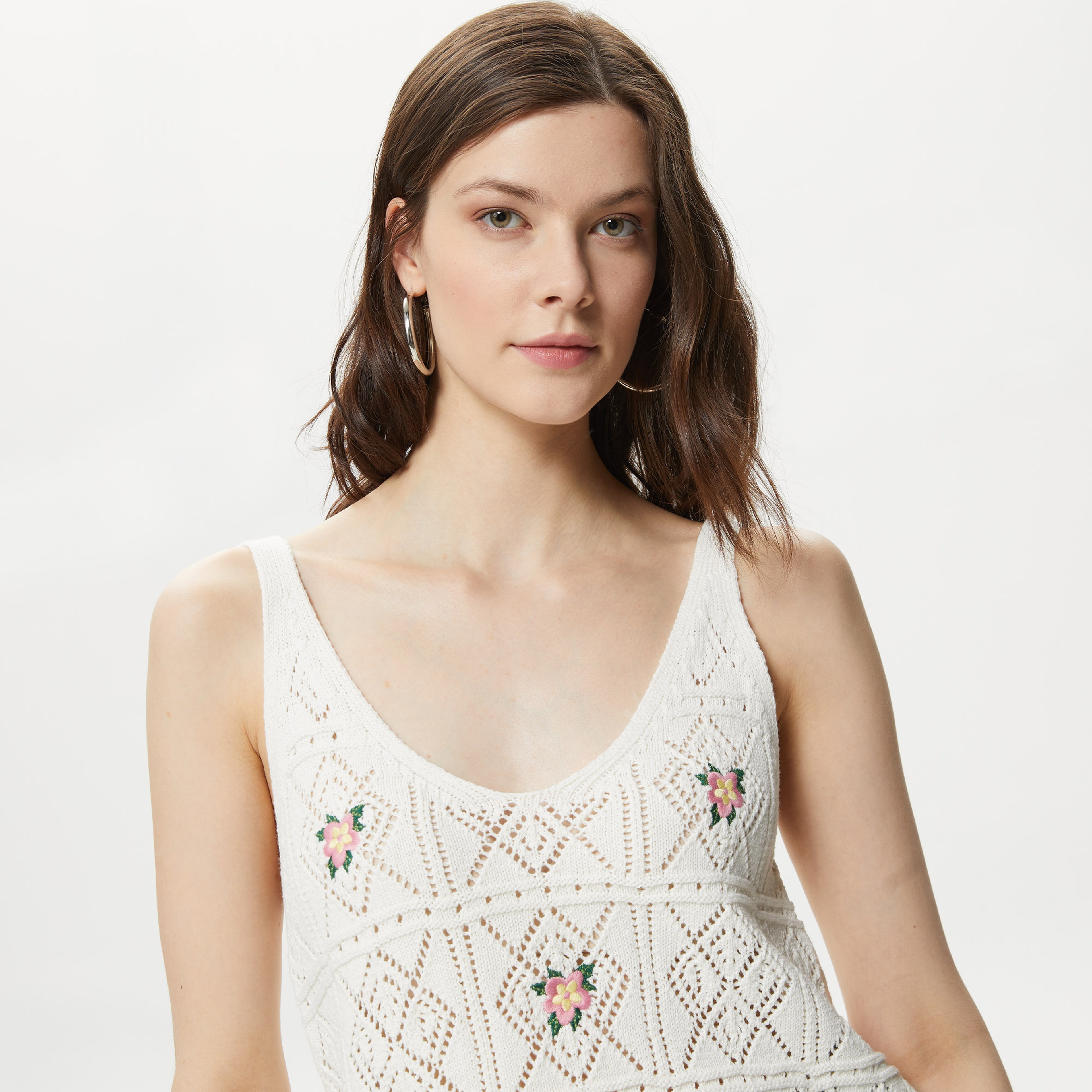 Only Onlariba Life Emb. Top Knit Kadın Bej Bluz