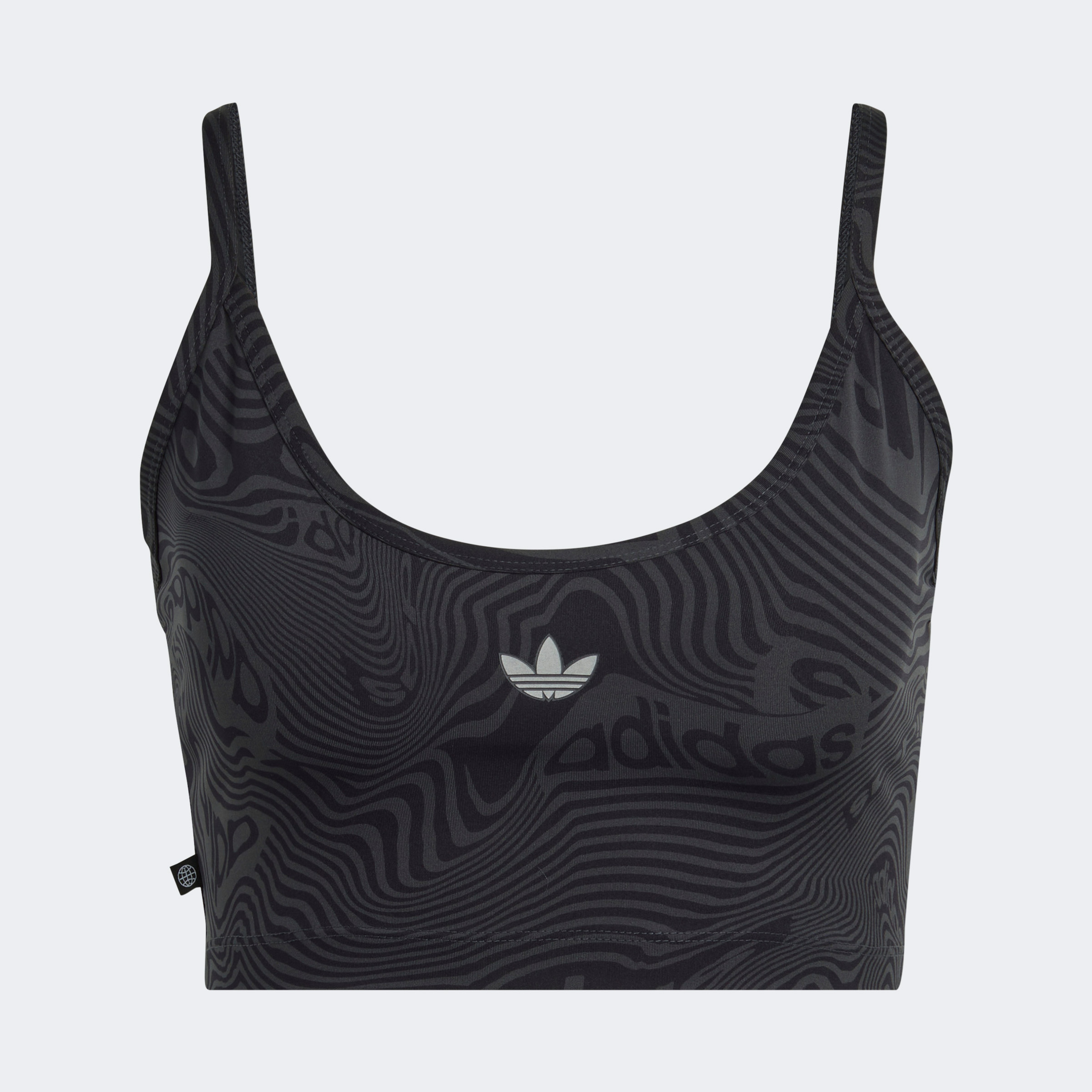adidas Marble Print Sports Long-Sleeve Kadın Siyah Bra