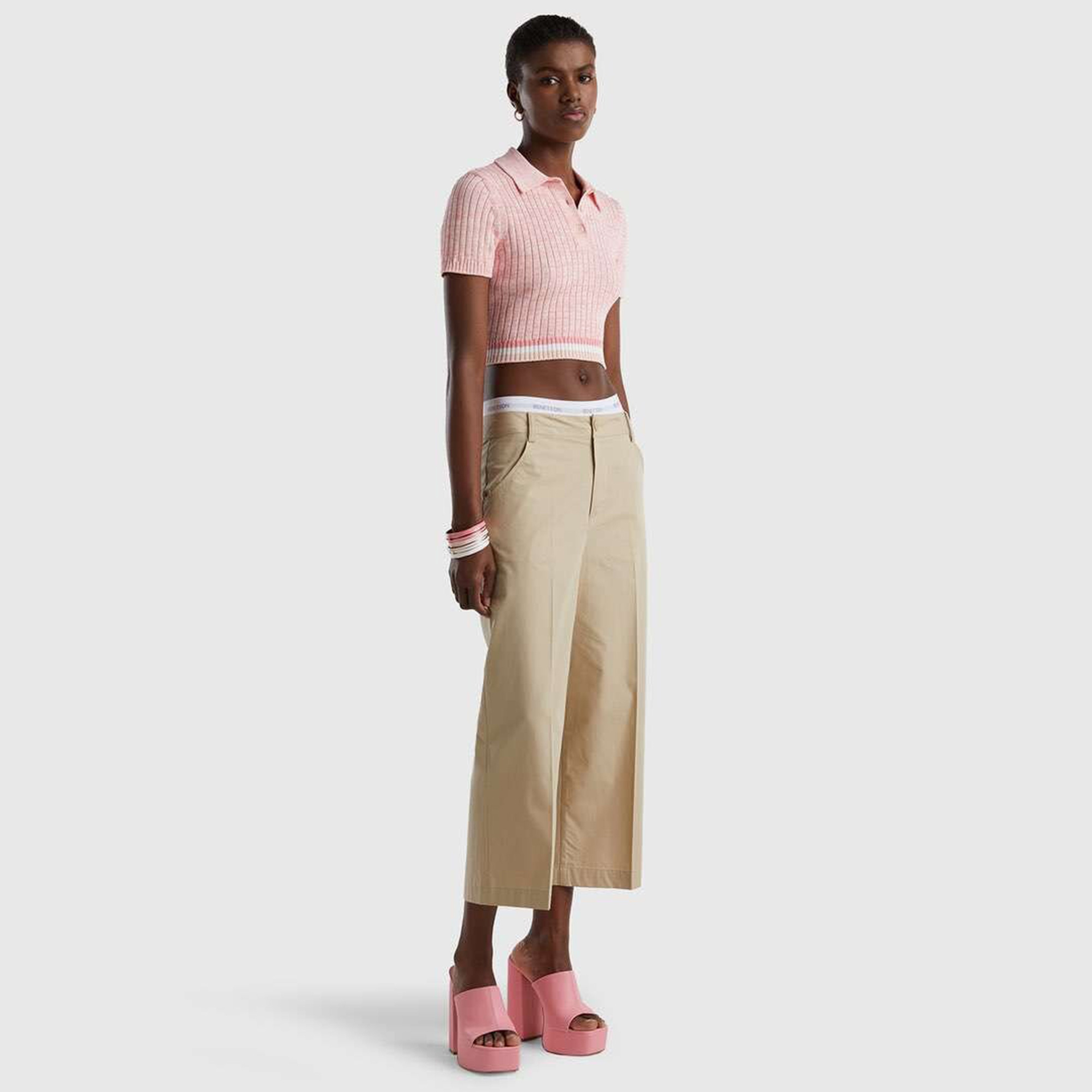 Benetton Kadın Krem Pantolon