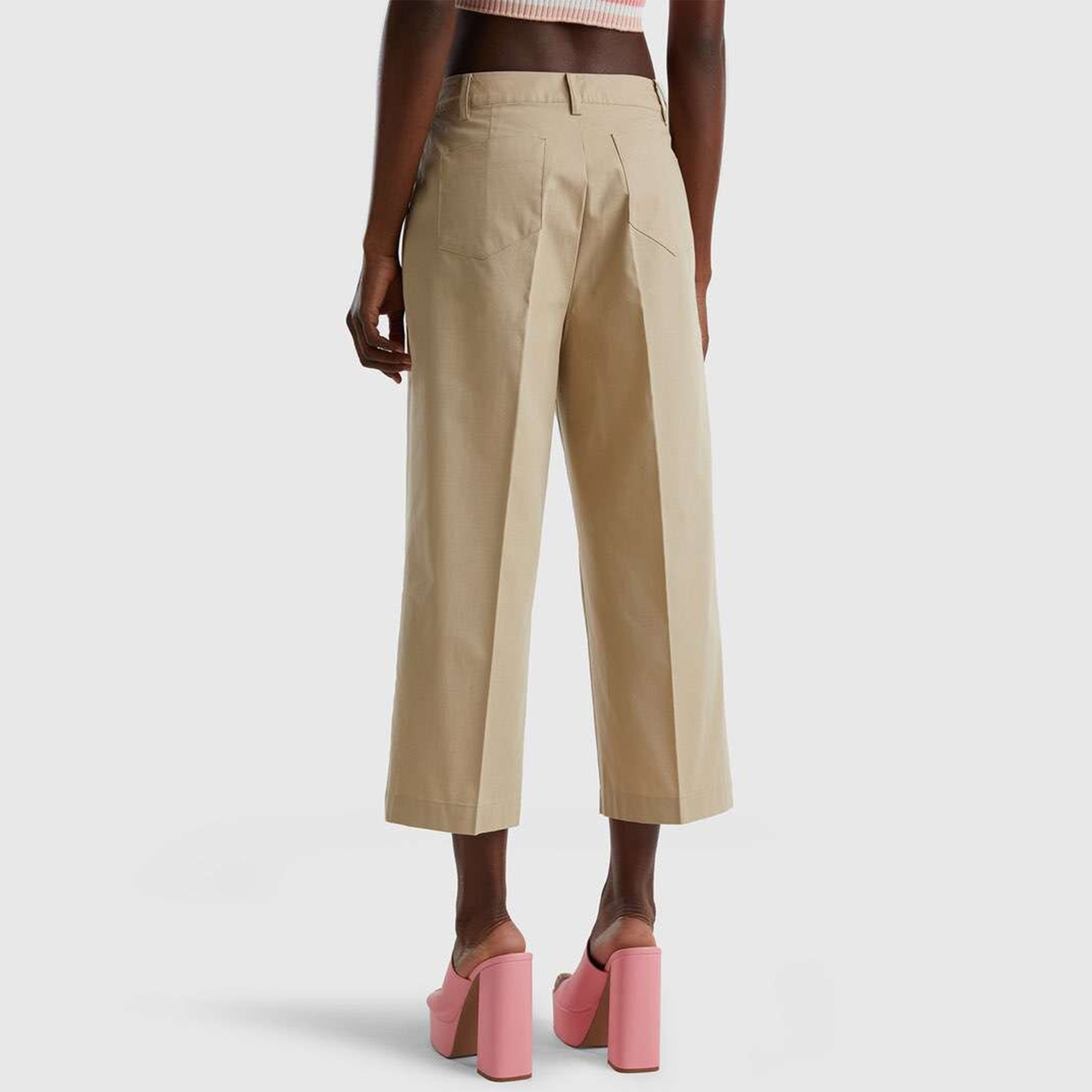 Benetton Kadın Krem Pantolon