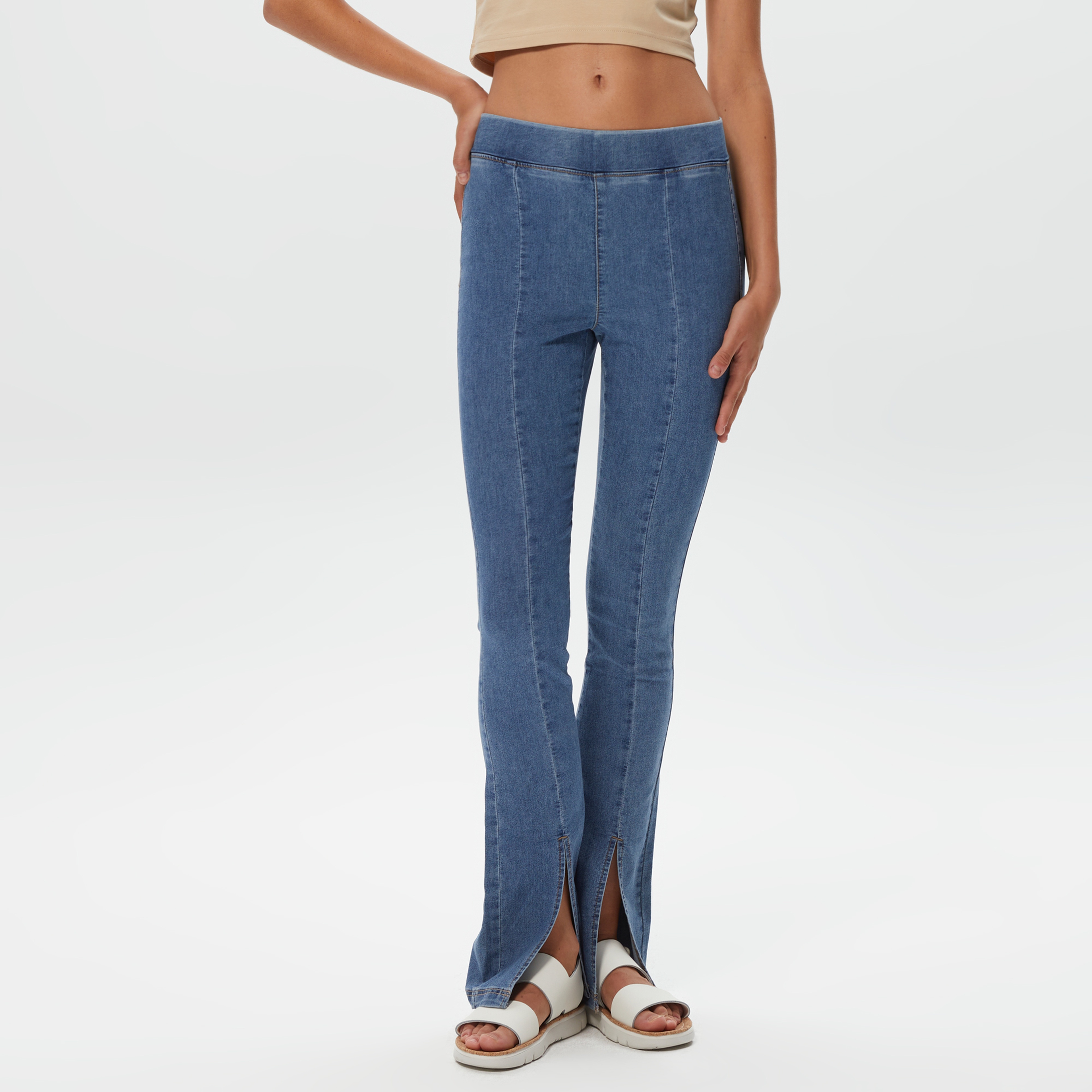 Only Onlpaige Skinny Front Slit Kadın Mavi Jean