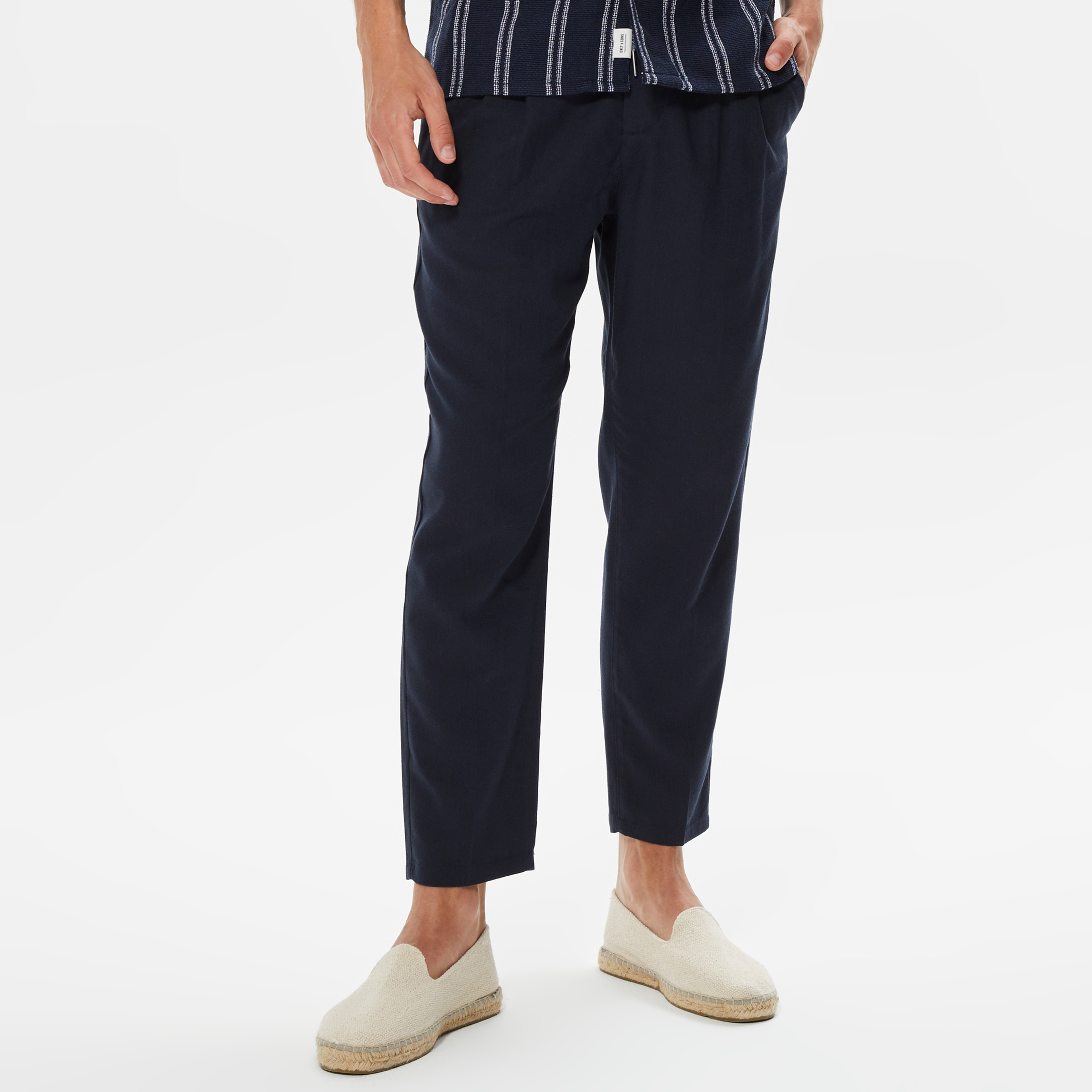 ONLY&SONS Onsleo Crop Keten Mix Erkek Lacivert Pantolon