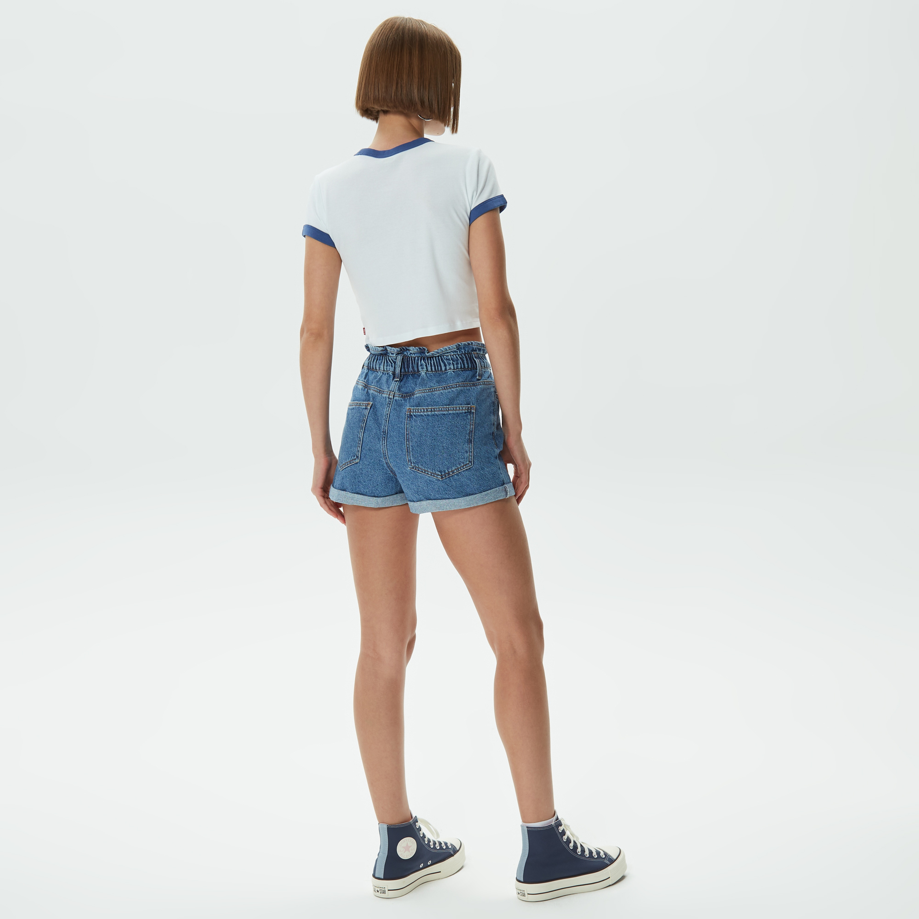 Only Onlcuba Paperbag Denim Kadın Mavi Şort