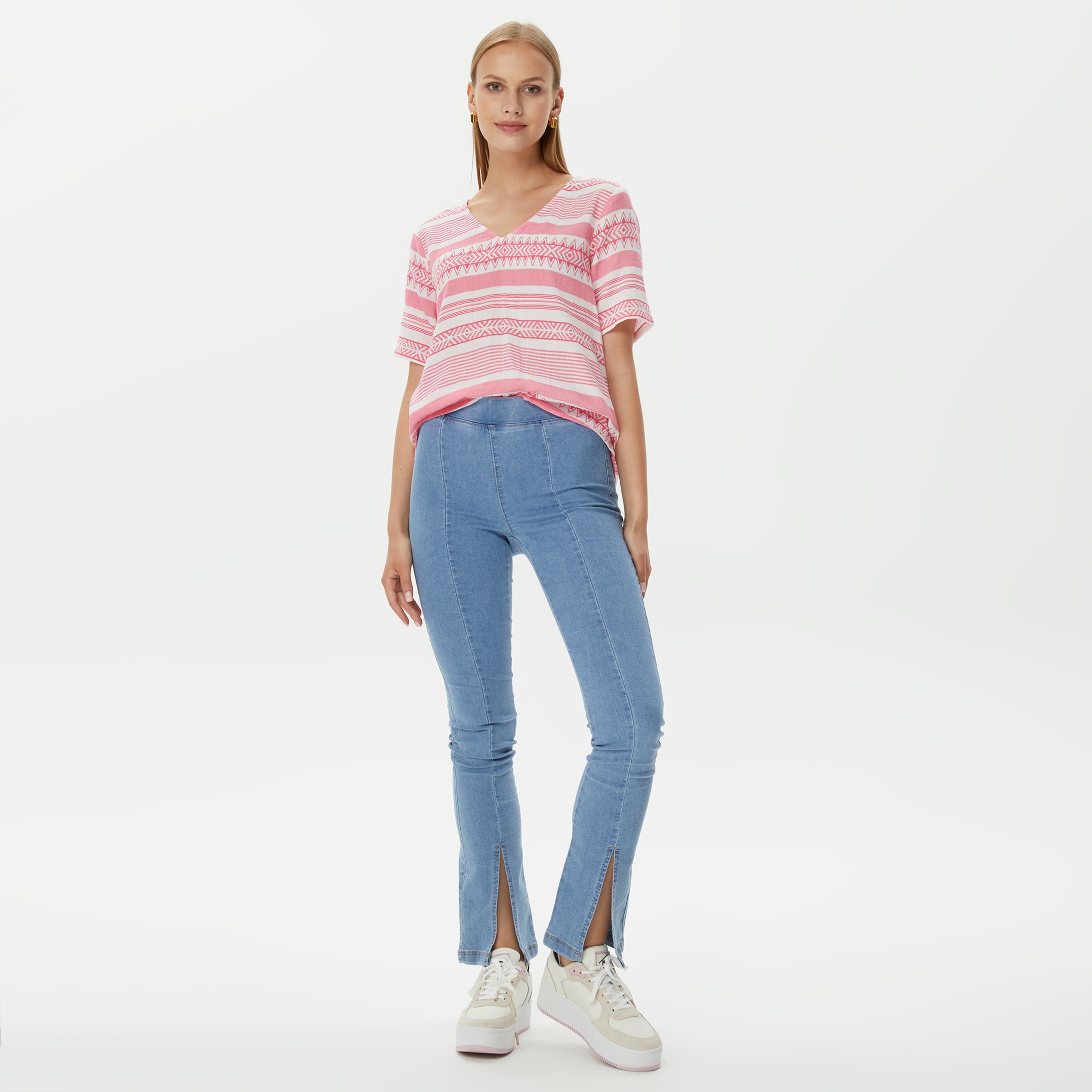 Only Onlpaige Yüksek Belli Skinny Front Slit Denim Kadın Mavi Jean