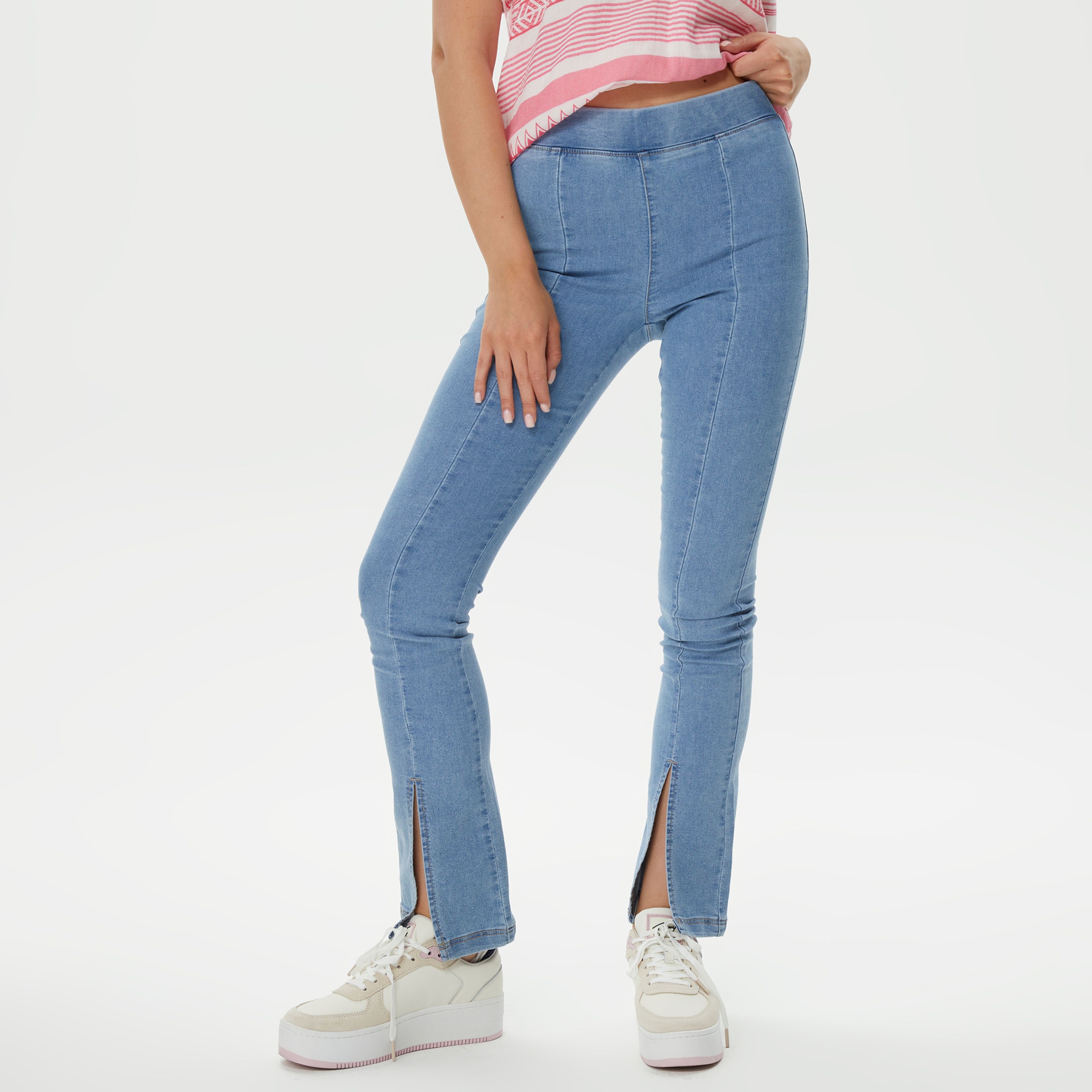 Only Onlpaige Yüksek Belli Skinny Front Slit Denim Kadın Mavi Jean