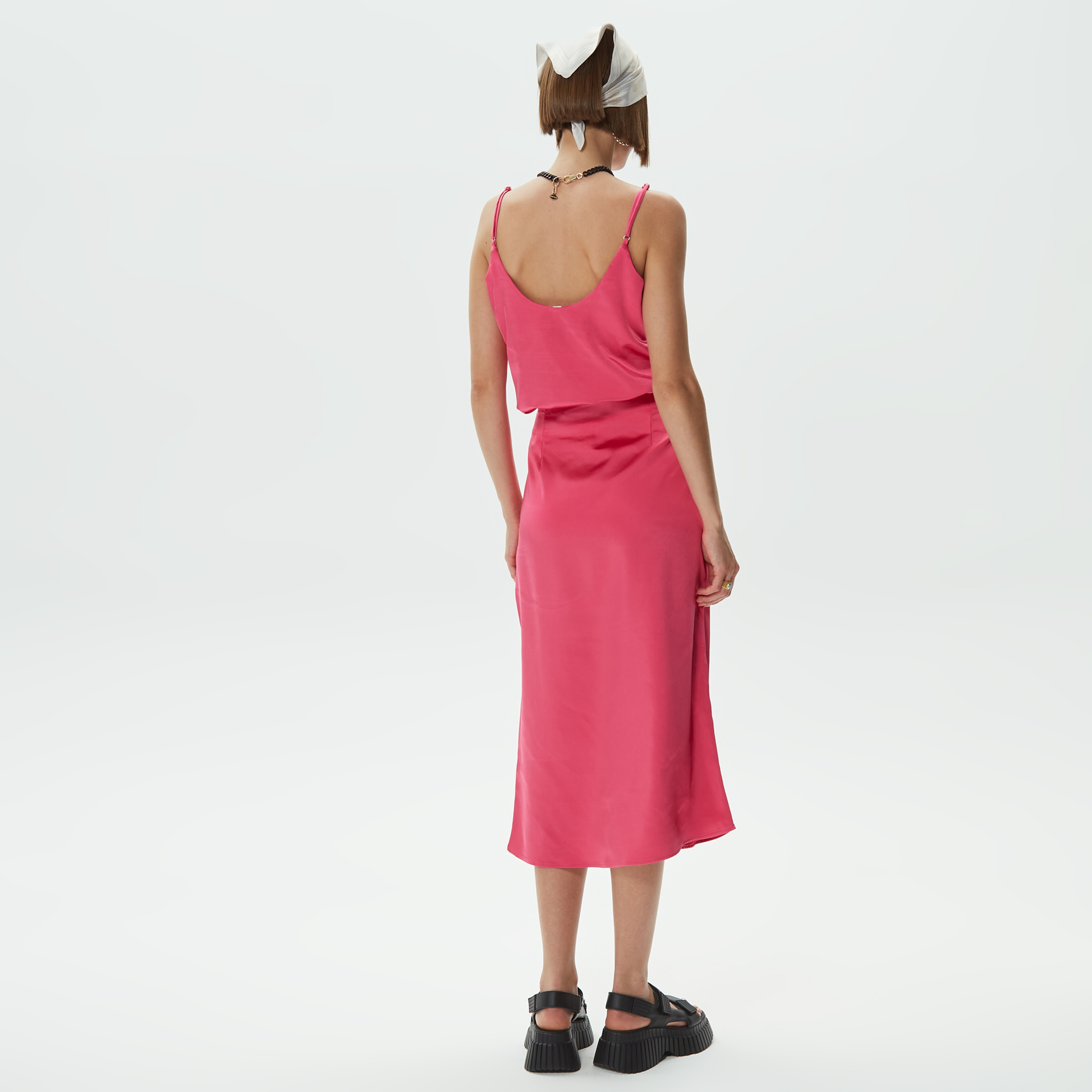 Only Onlmayra Yüksek Belli Long Satin Kadın Pembe Etek