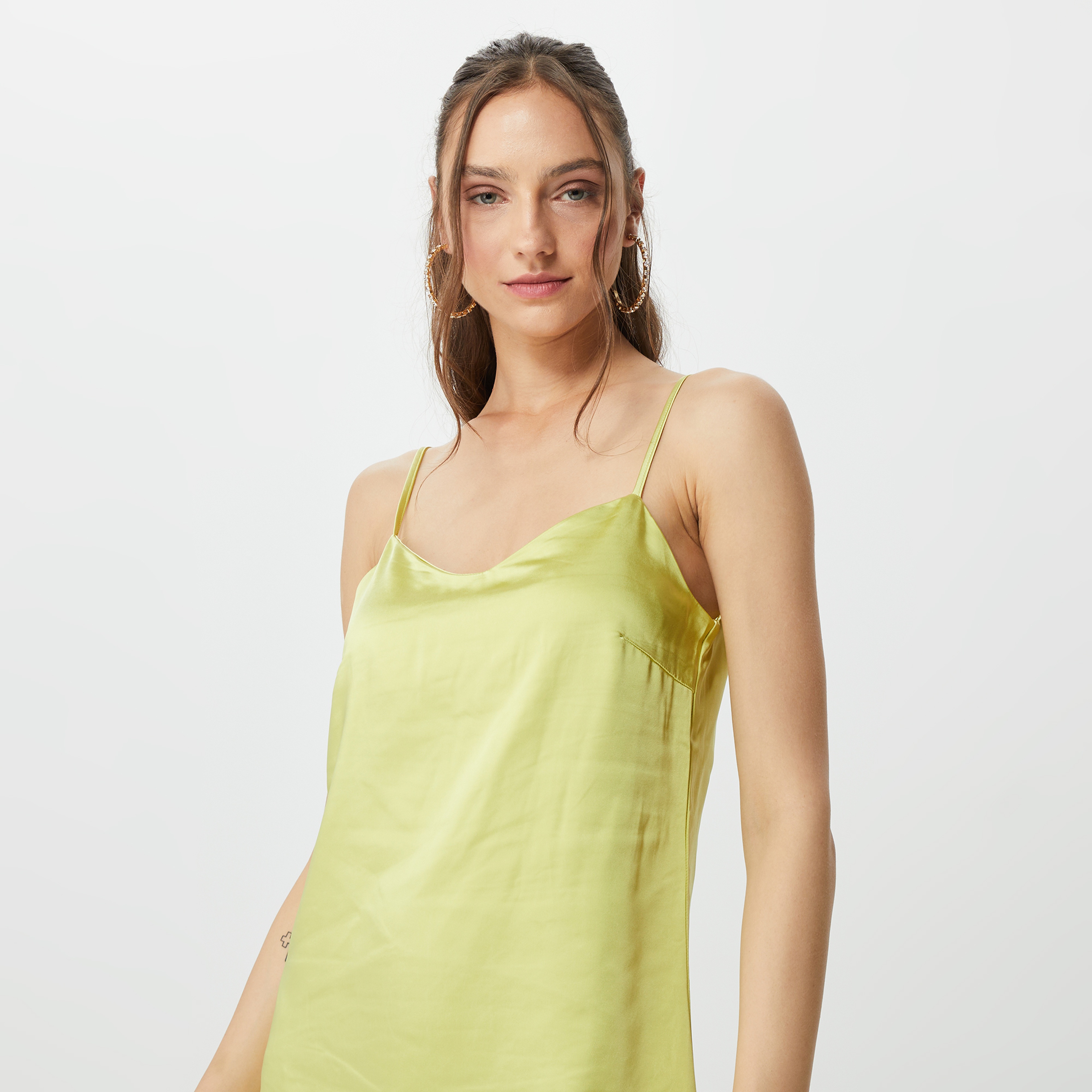 Only Onlmayra Slip Tie Satin Kadın Yeşil Elbise