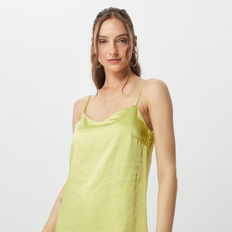 Only Onlmayra Slip Tie Satin Kadın Yeşil Elbise