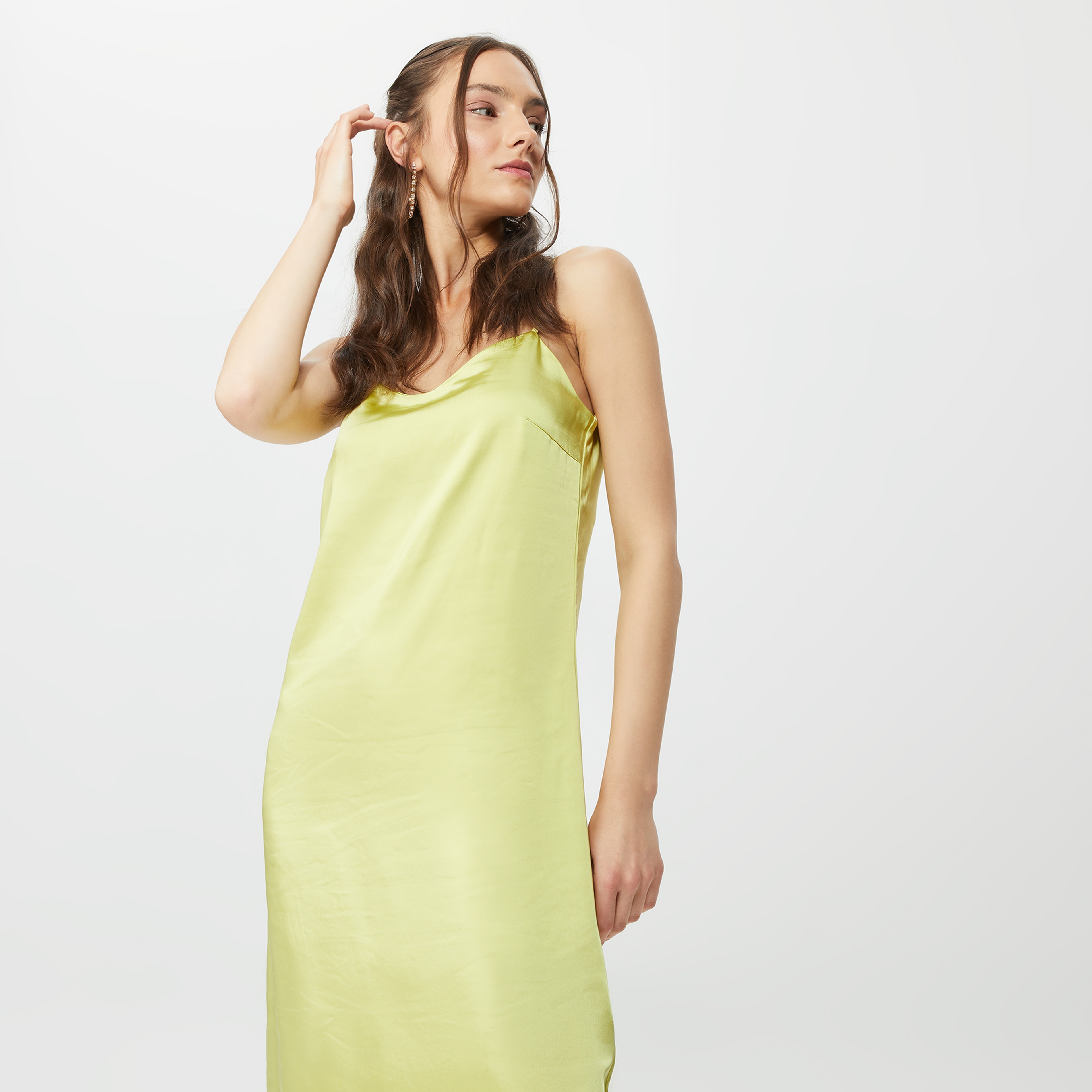 Only Onlmayra Slip Tie Satin Kadın Yeşil Elbise