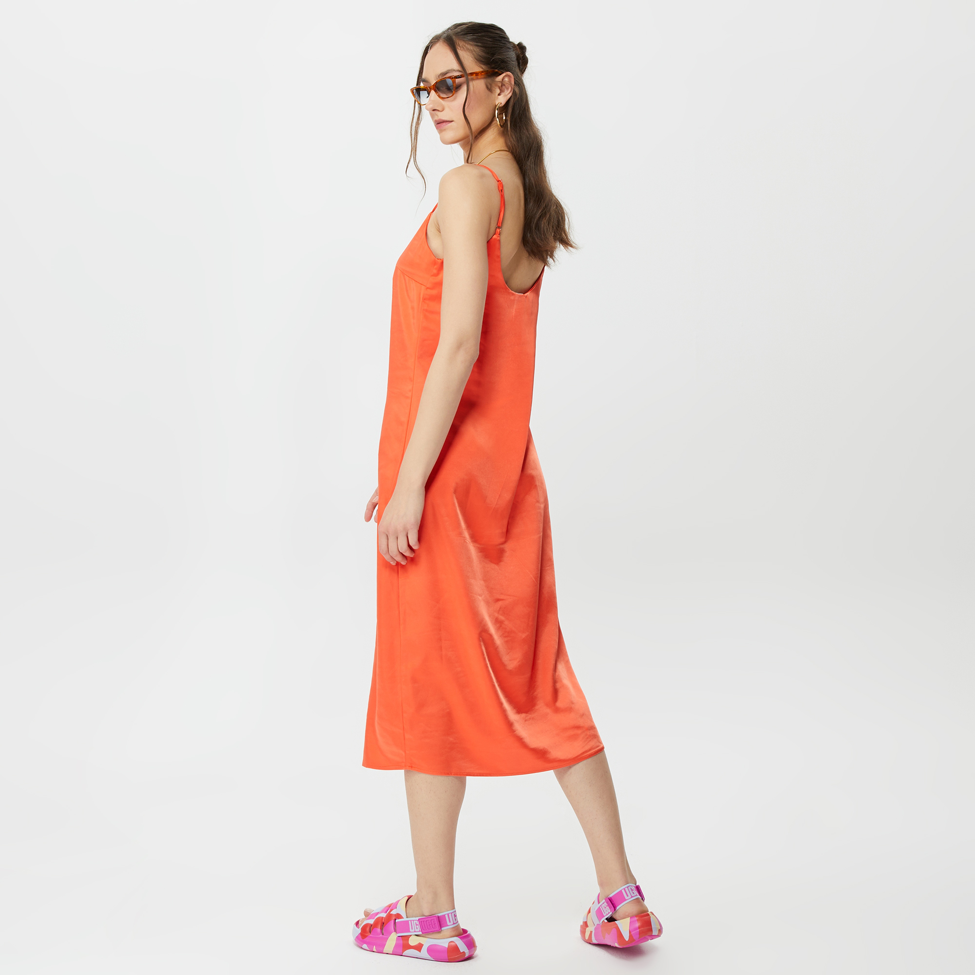 Only Onlmayra Slip Tie Satin Kadın Turuncu Elbise