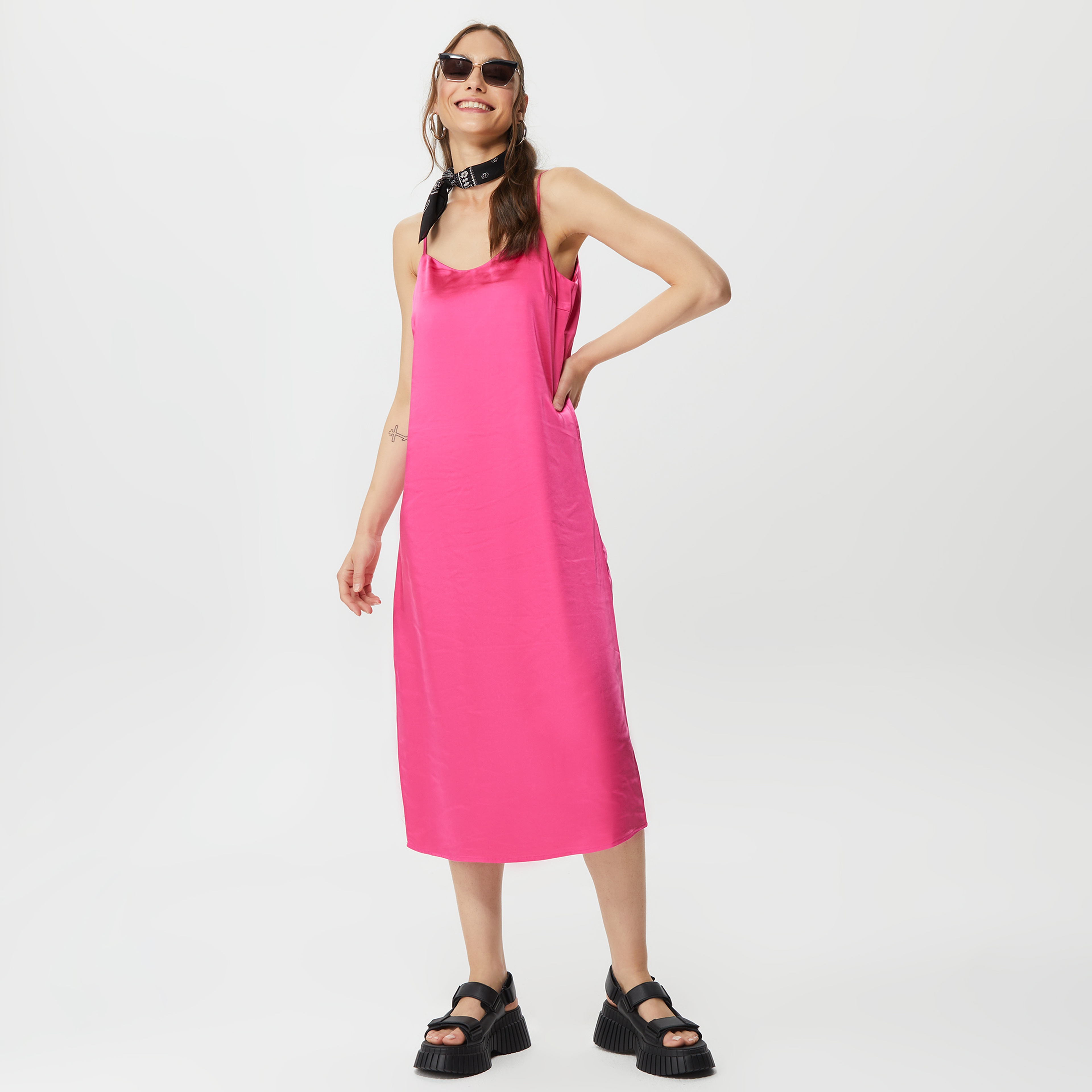 Only Onlmayra Slip Tie Satin Kadın Pembe Elbise