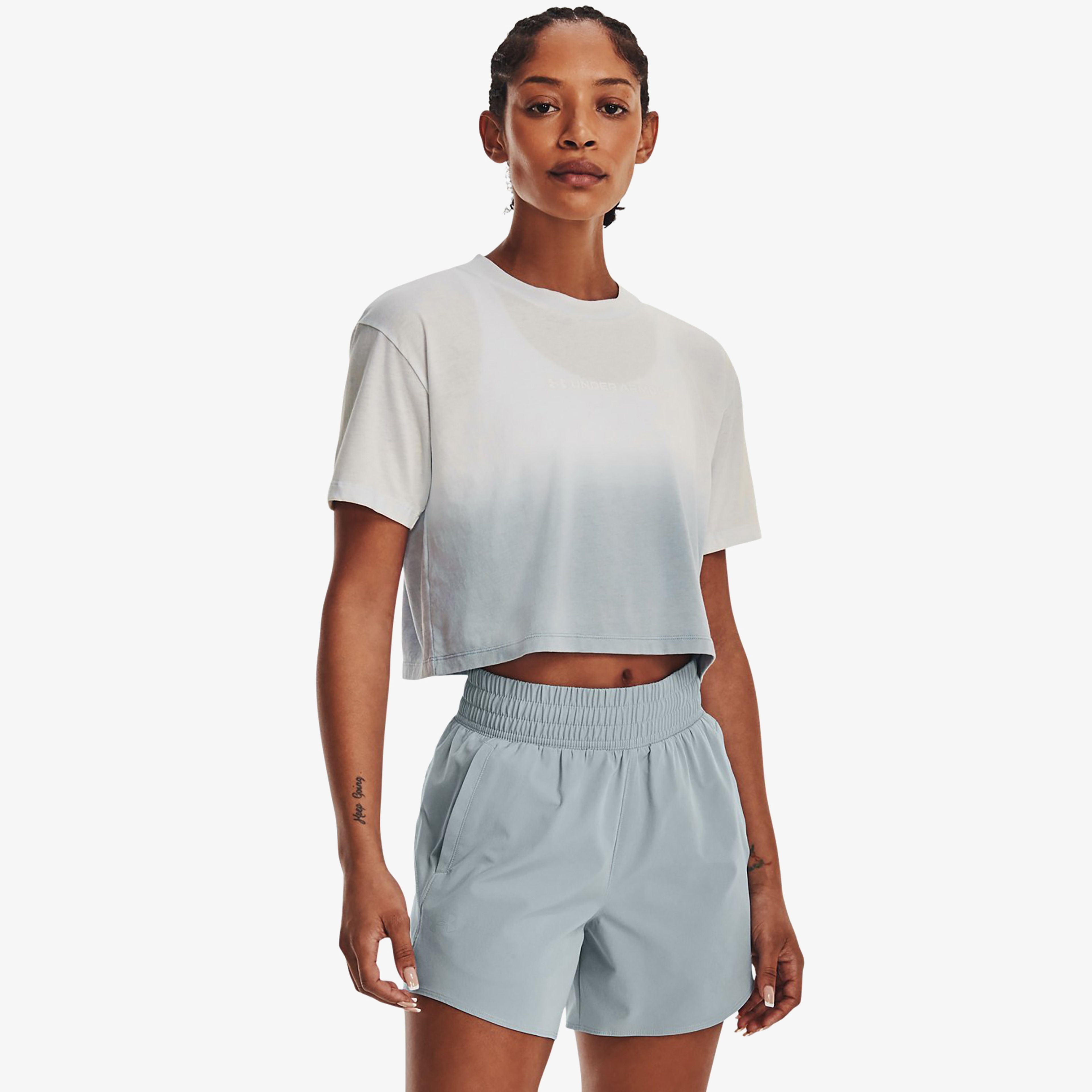 Under Armour Branded Dip Dye Crop Kadın Yeşil T-Shirt