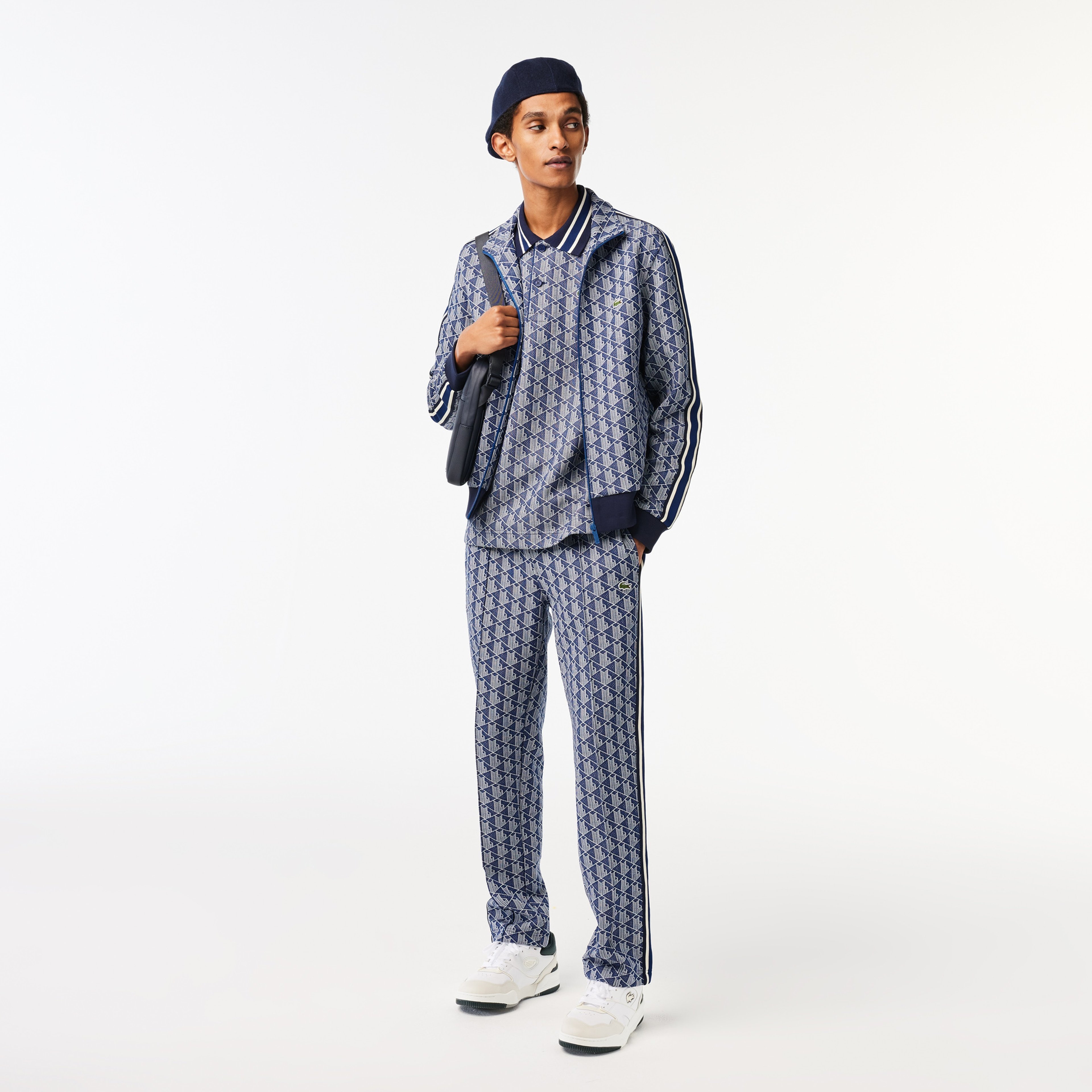 Erkek Classic Fit Monogram Lacivert Polo