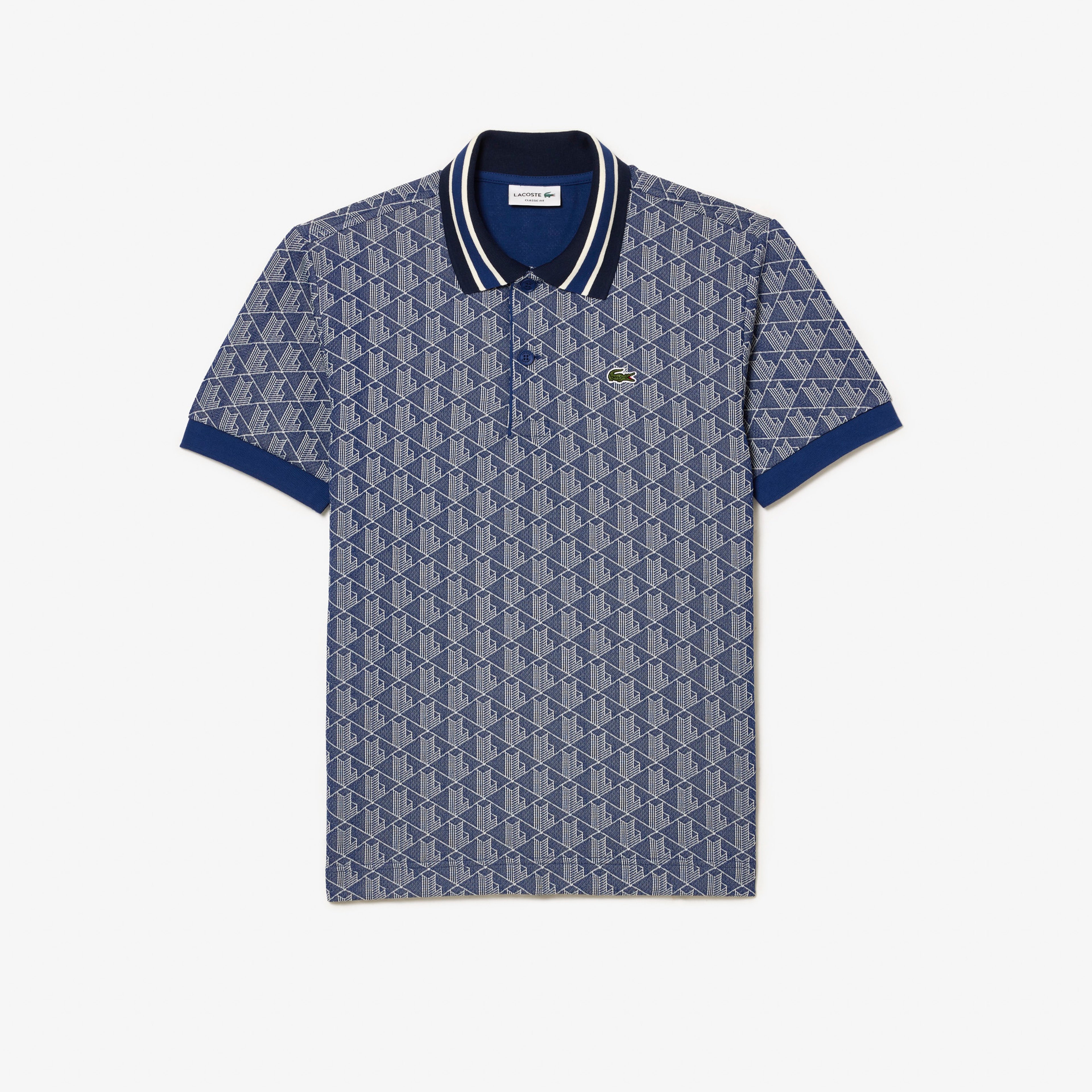 Erkek Classic Fit Monogram Lacivert Polo