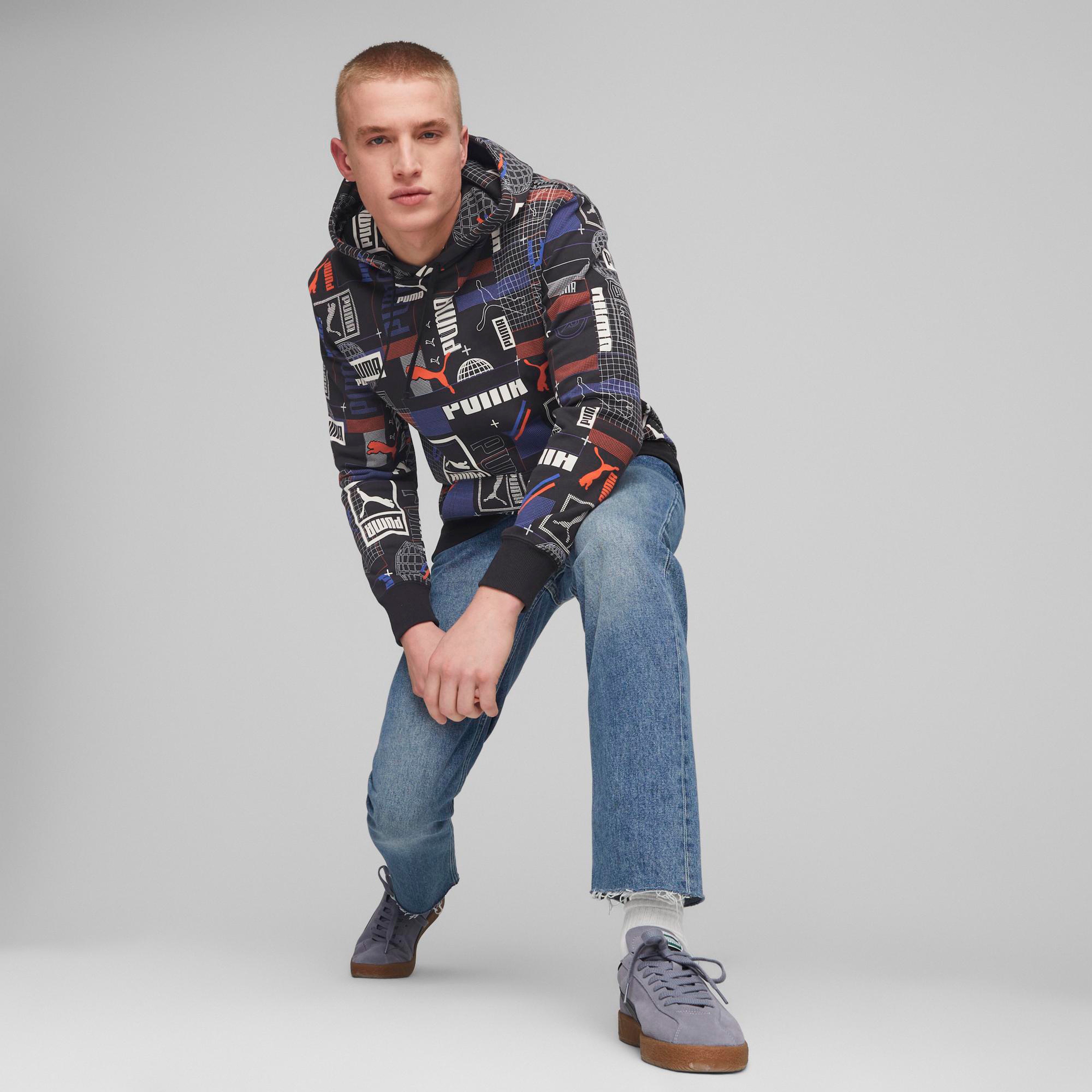 Puma Classics GEN. AOP Erkek Siyah Hoodie